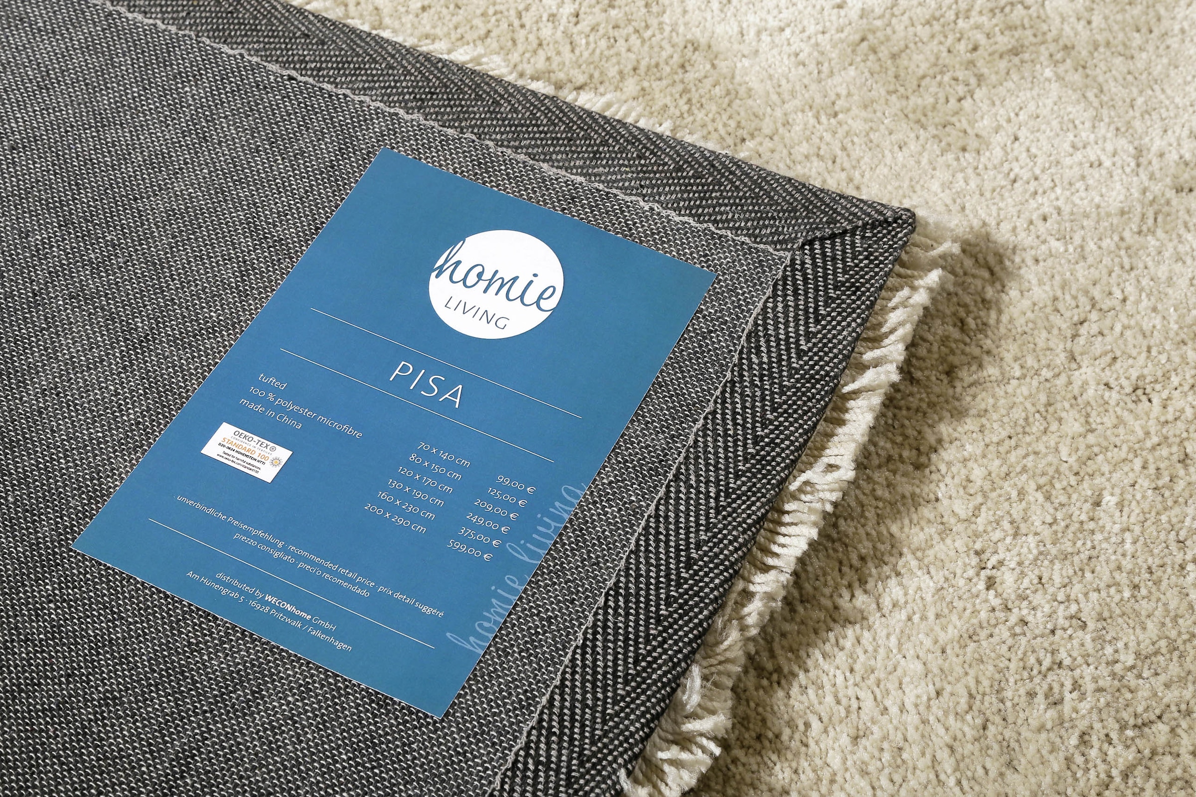 Homie Living Teppich »Pisa«, rund, 25 mm Höhe, Hochflor, Microfaser, uni, weich, Shaggy, Wohnzimmer, Schlafzimmer
