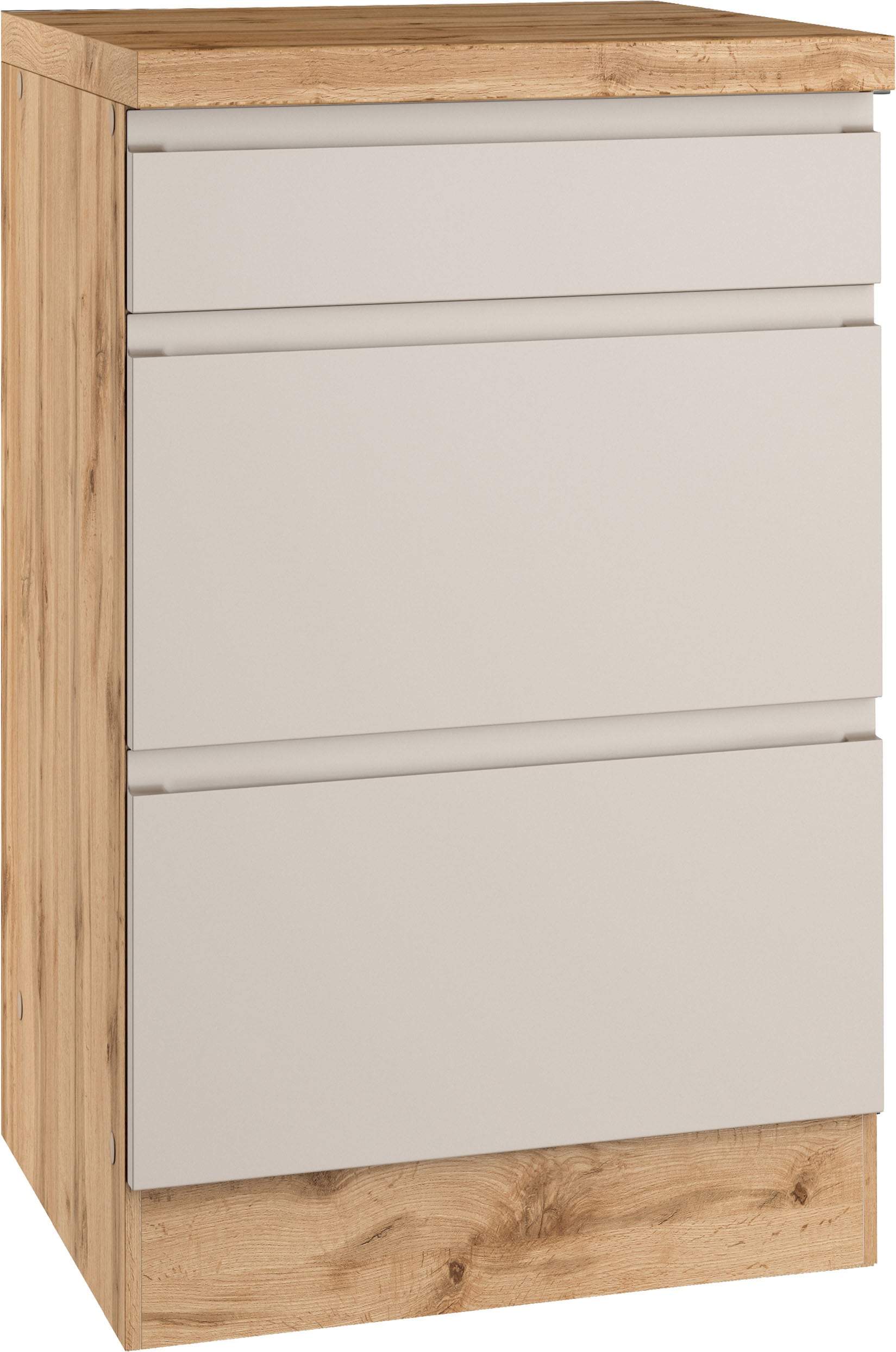 KOCHSTATION Unterschrank "KS-Virginia,neu in verbesserter Ausführung" Stauraum, Softclose, mit CPL-Arbeitsplatte, Breite 50 cm, 1 Schubkasten, 2 Auszüge, Soft-Close-Funktion