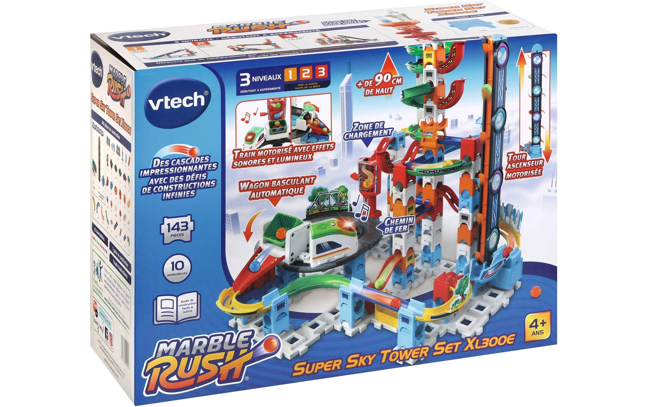 Vtech® Kugelbahn »Marble Rush Super Sky Tower Set XL300E -FR-«, (143 tlg.)