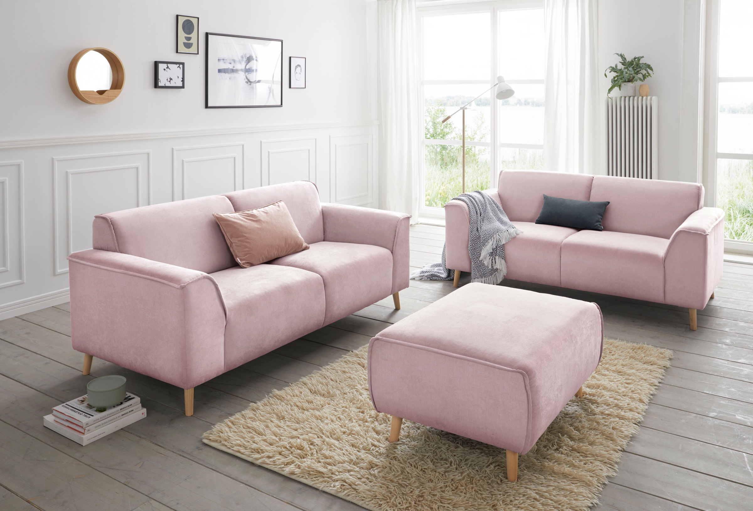 Home affaire 2,5-Sitzer "Janek Scandic Design, elegant und zeitlos" mit Federkern und Keder in scandinavischem Design