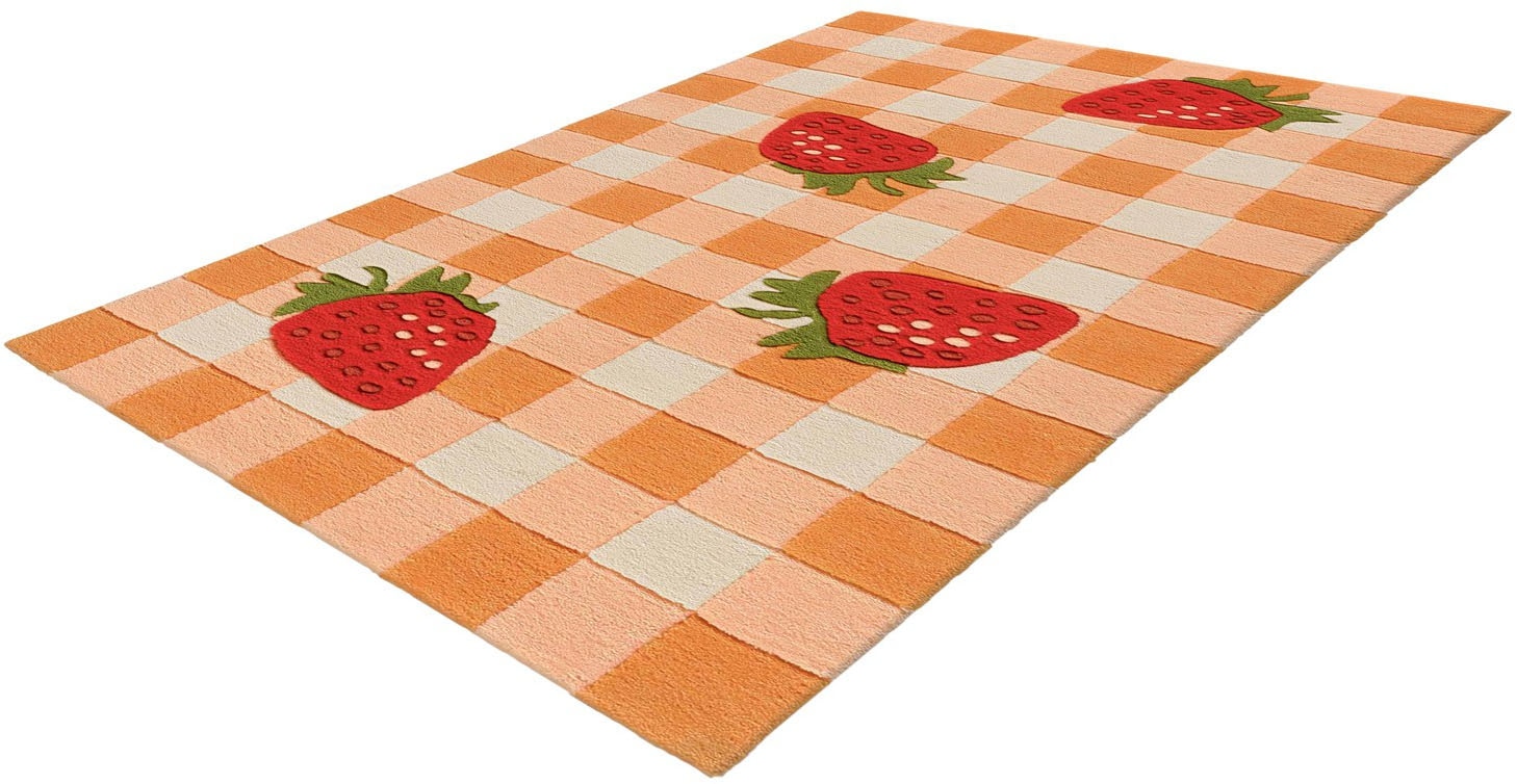 Arte Espina Teppich »Joy 996«, rechteckig, 22 mm Höhe, Farbenfrohes Design mit süssen Erdbeeren