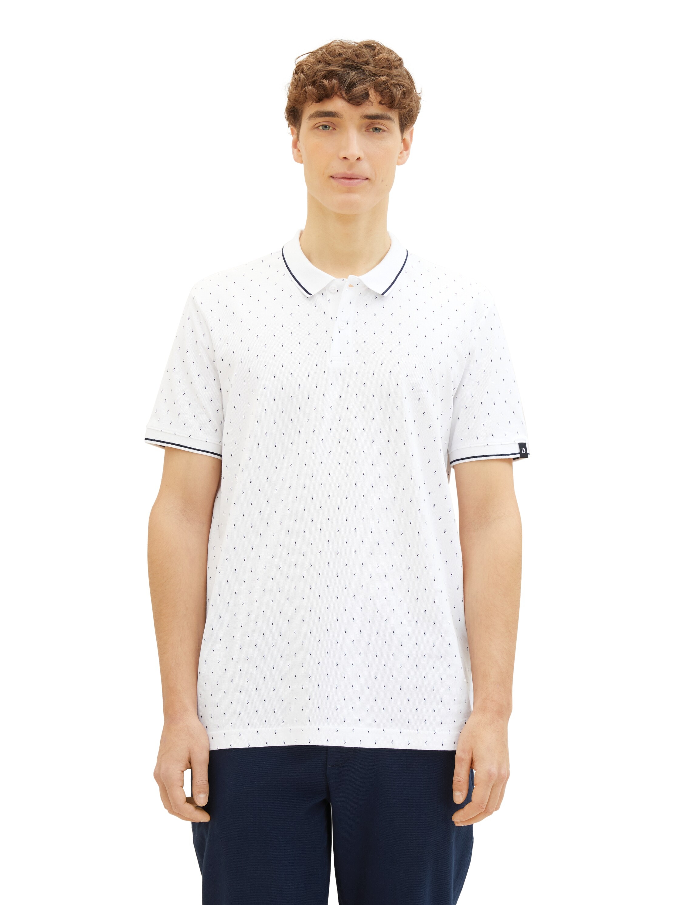 TOM TAILOR Denim Poloshirt, mit Minimal-Print und aus reiner Baumwolle