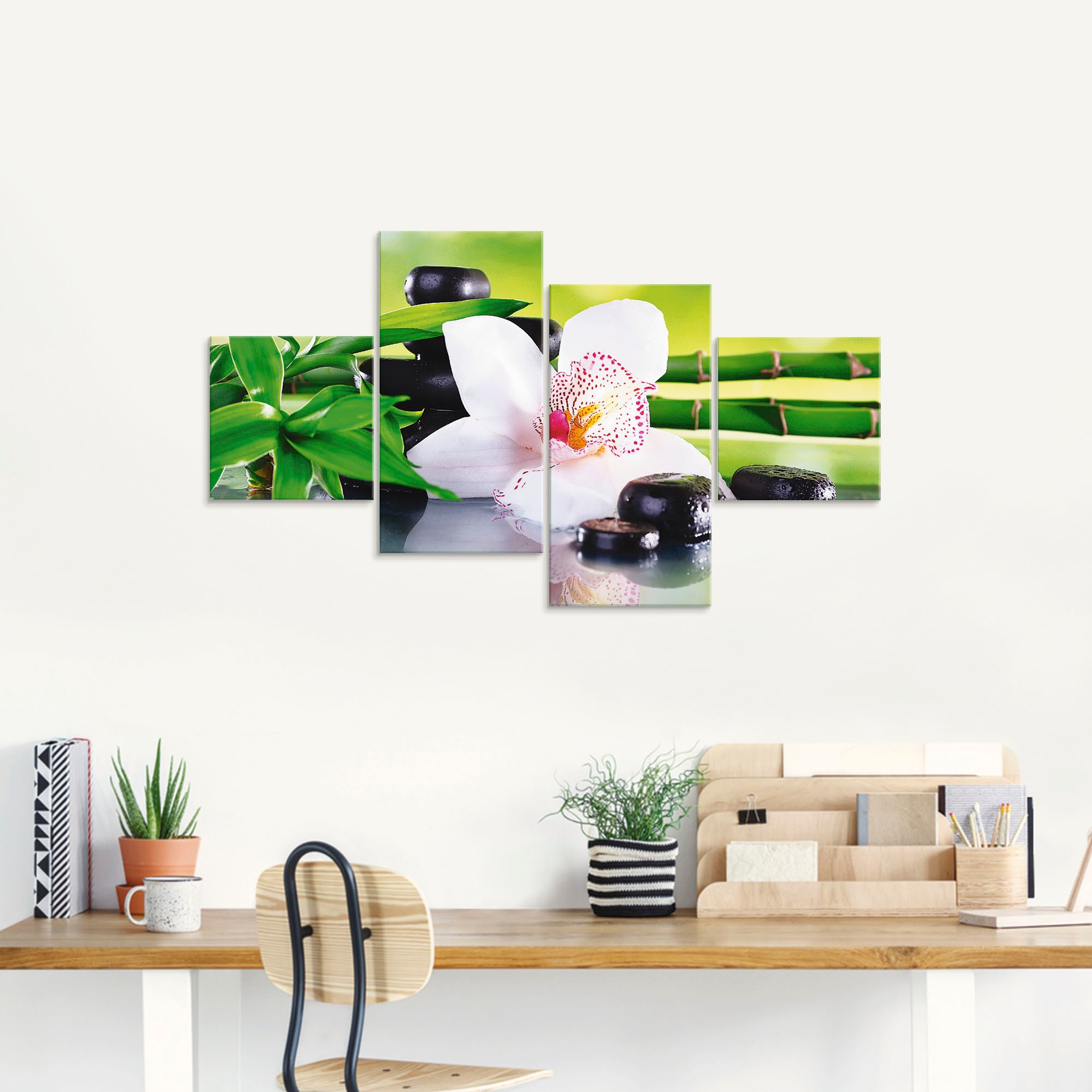 Artland Glasbild »Spa Steine Bambus Zweige Orchidee«, Zen, (4 St.), in verschiedenen Grössen