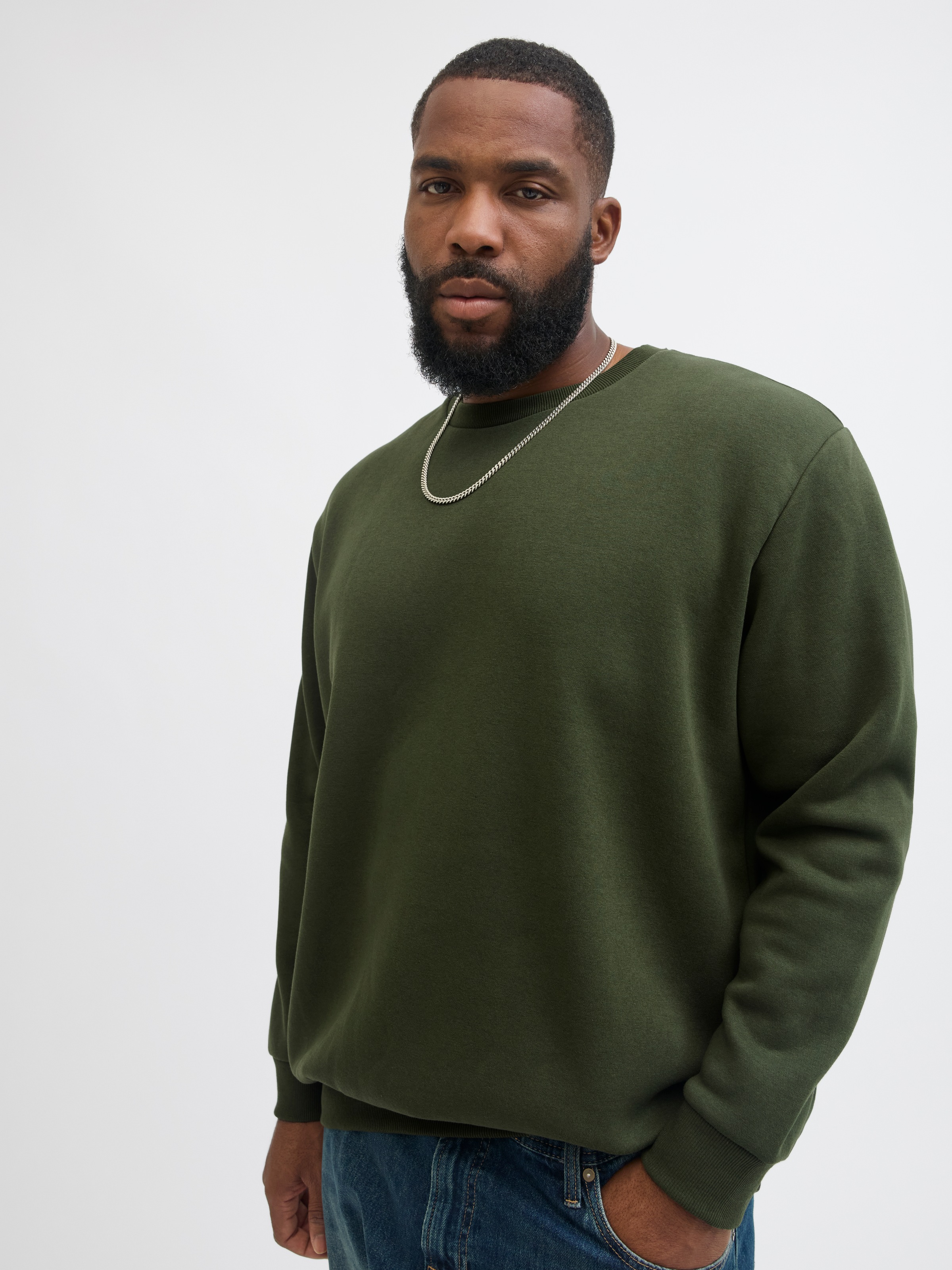 Jack & Jones PlusSize Sweatshirt »JJEBRADLEY SWEAT CREW NOOS PLS«, mit Rippbündchen