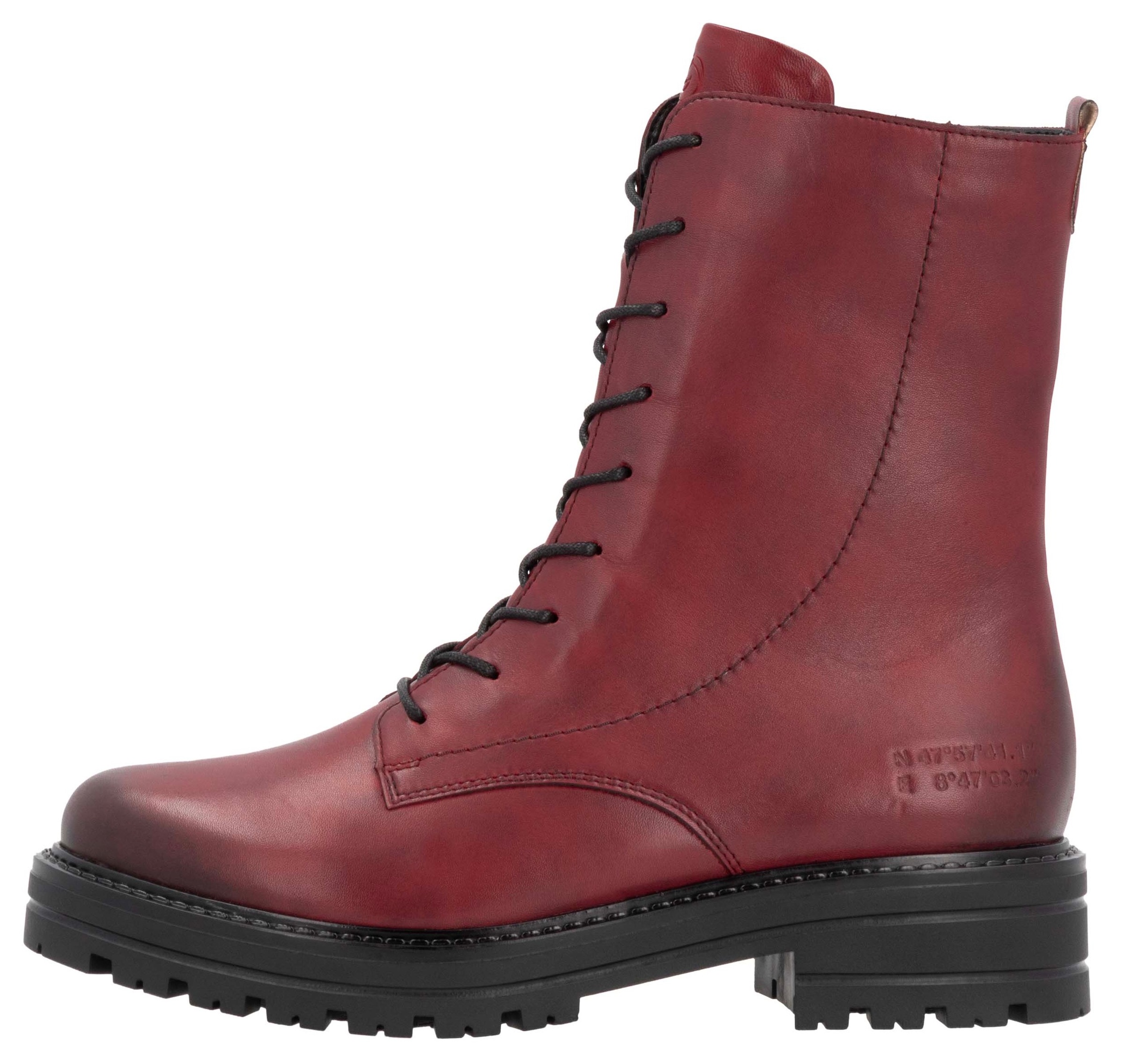 Remonte Schnürstiefelette, Blockabsatz, Schnürboots, Chunky Boots mit Kontrast-Rahmennaht