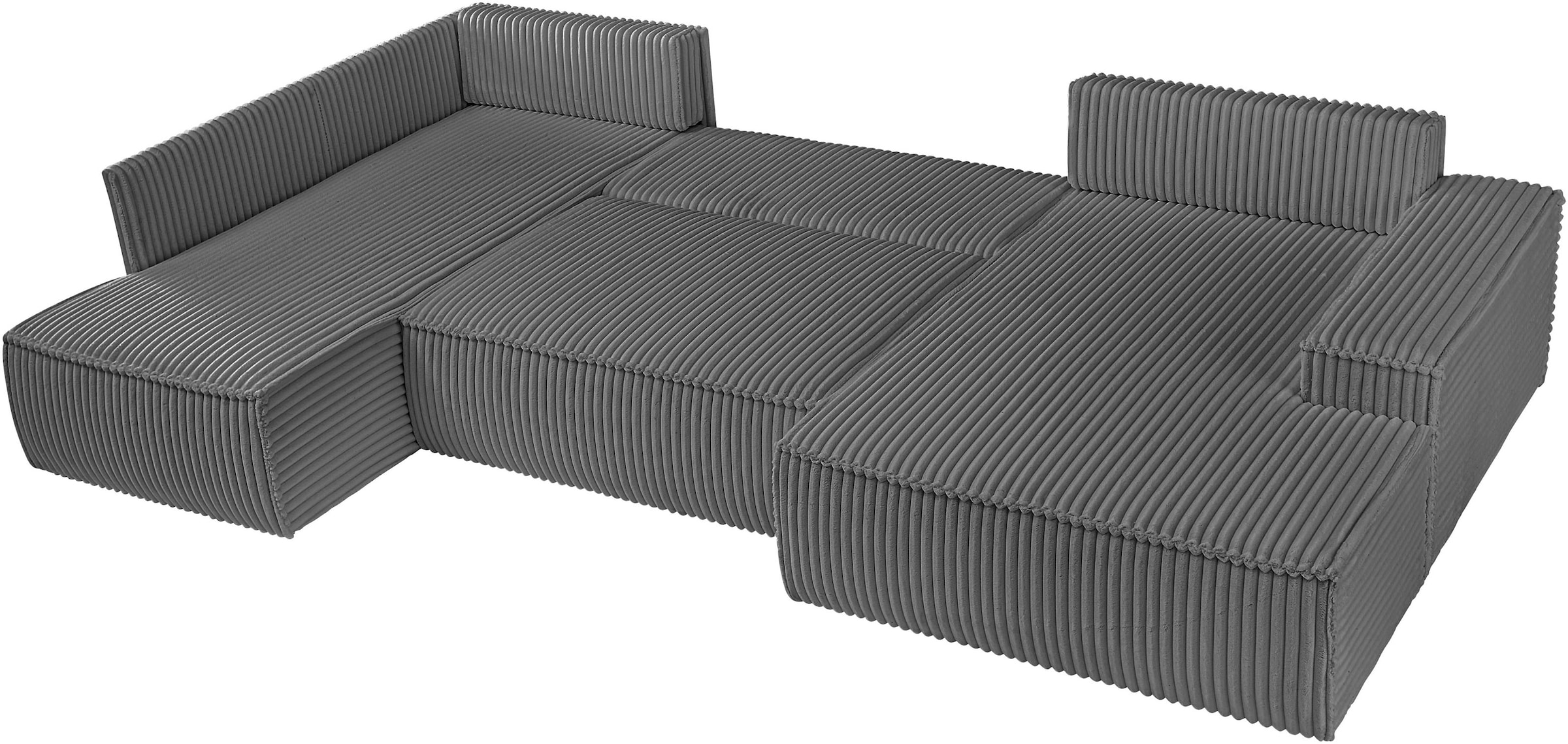 andas Wohnlandschaft »FINNLEY U-Form XXL 329 cm, Schlafsofa, Schlaffunktion m. Bettkasten«, (194/139 cm), Bouclé, Struktur und Cord