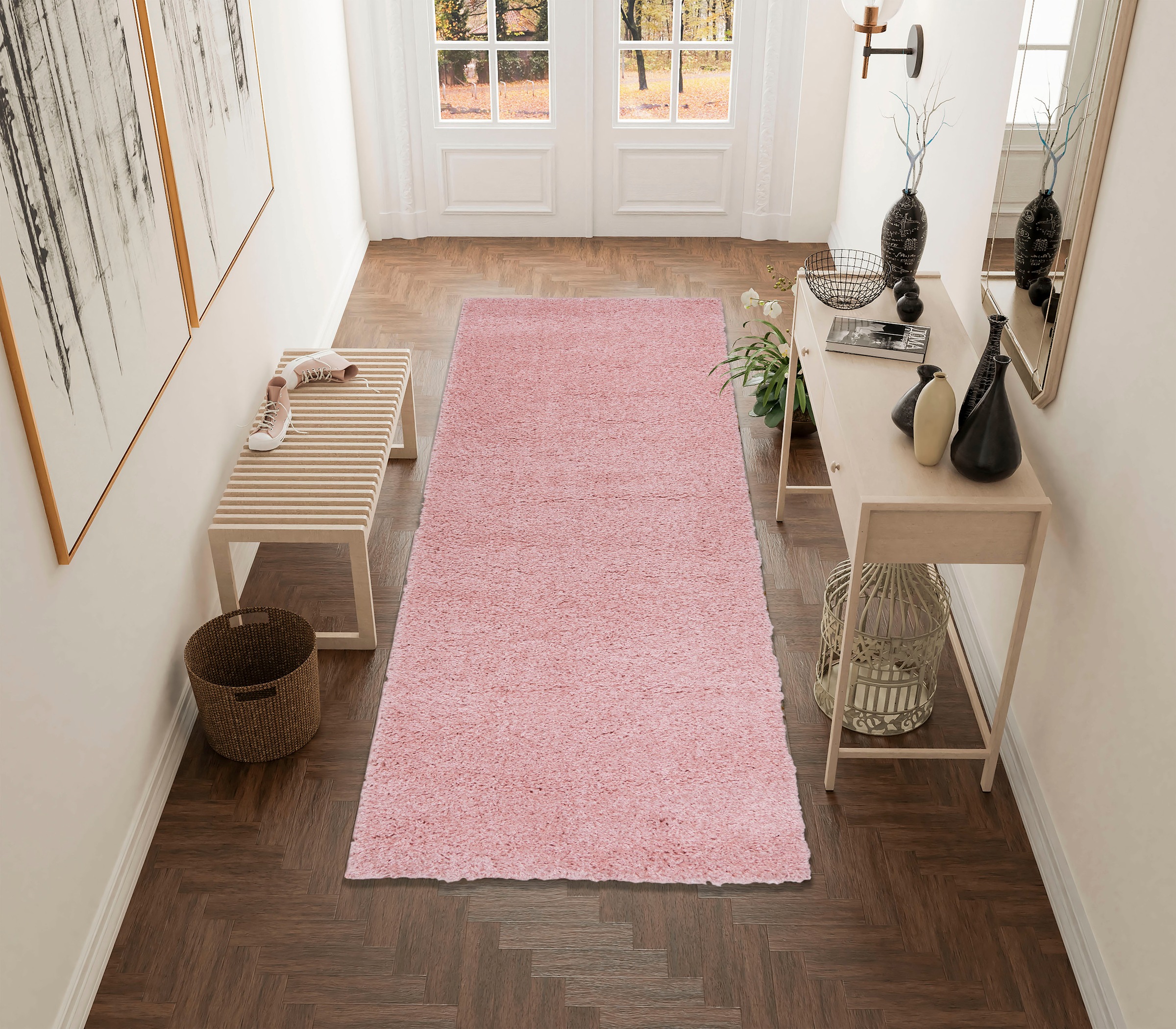Bruno Banani Läufer »Shaggy Soft«, rechteckig, 30 mm Höhe, Läufer, Brücke, gewebt, Uni-Farben, besonders weich