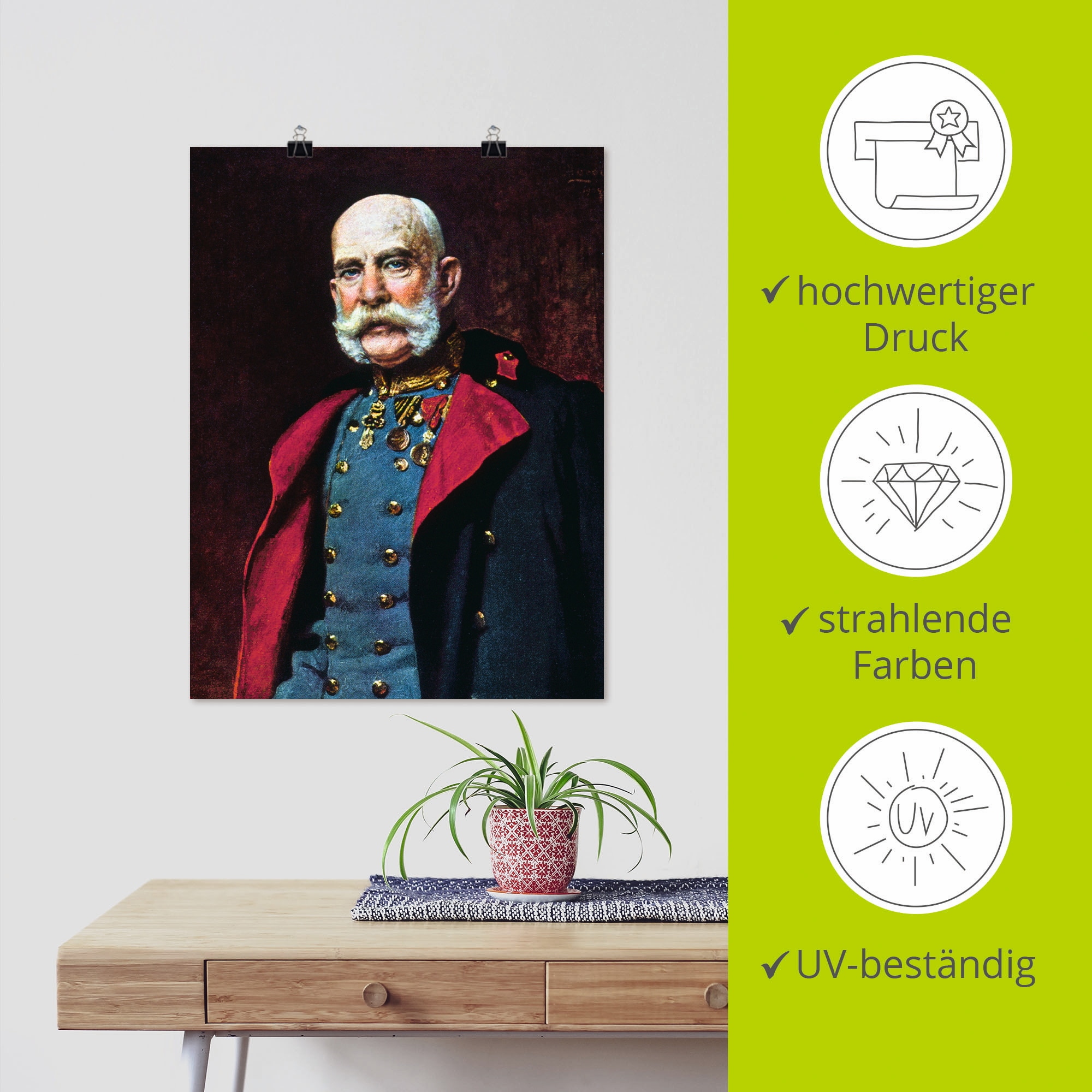Artland Wandbild »Kaiser Franz Joseph I., 1902«, Menschen, (1 St.), als Leinwandbild, Poster in verschied. Grössen