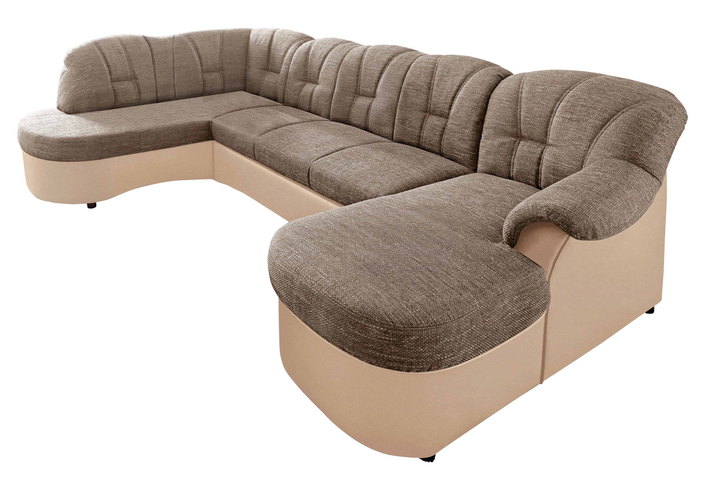 DOMO collection Wohnlandschaft "Flores auch in Leder-Bezug, B/T/H: 293/180/86 cm, U-Form" wahlw. mit Bettfunktion, wahlw. mit Federkern, Unser Dauertiefpreis