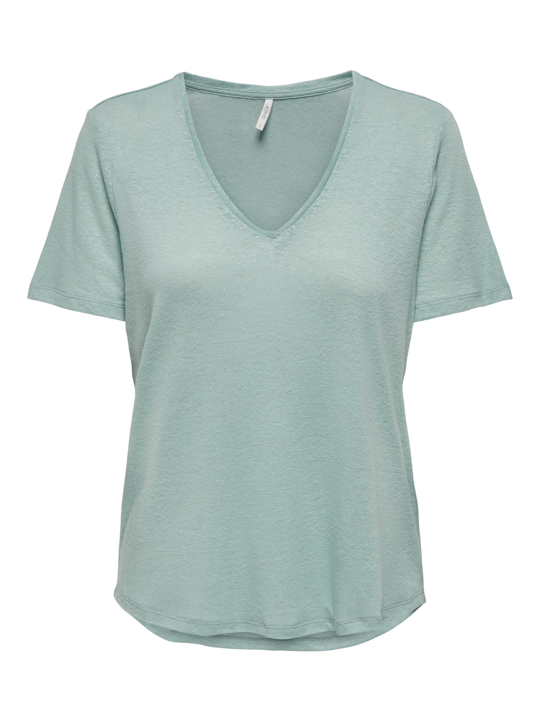ONLY V-Shirt »ONLTEA S/S LINEN V-NECK TOP JRS NOOS«, mit Leinen online  shoppen | Jelmoli-Versand