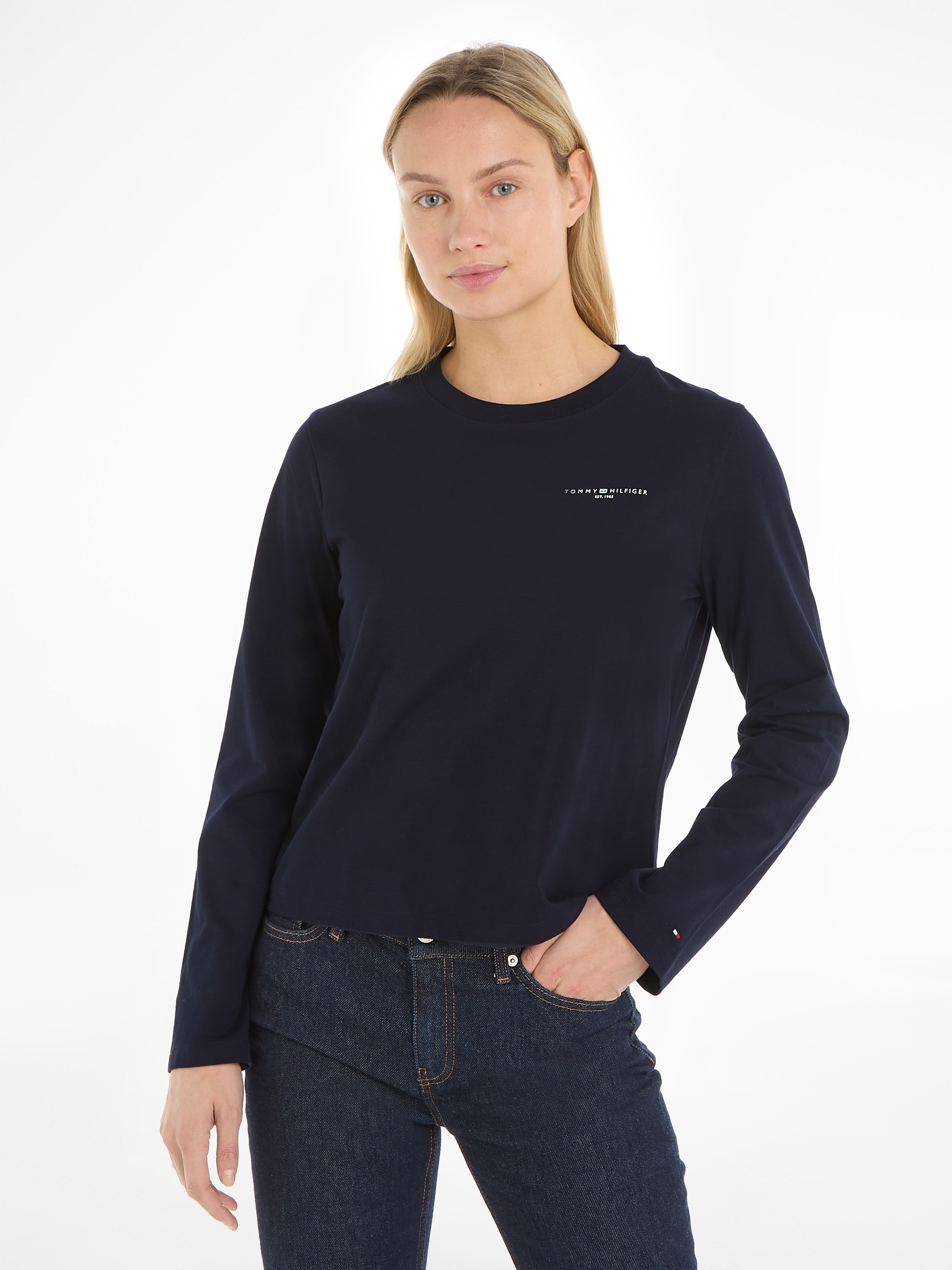 Tommy Hilfiger Langarmshirt »1985 REG MINI CORP LOGO C-NK LS« mit Logo-Schriftzug auf der Brust