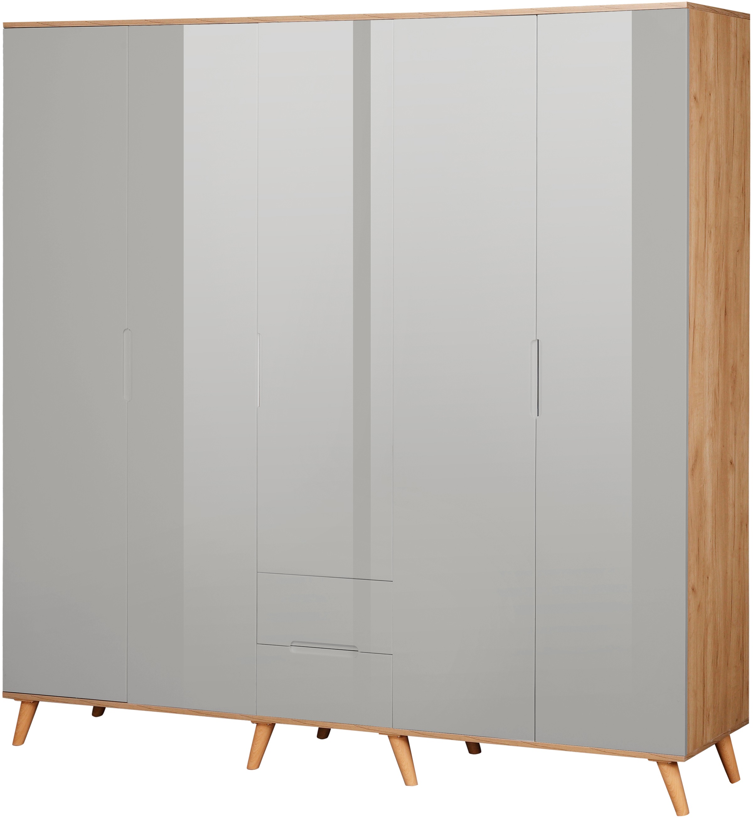 GOODproduct Kleiderschrank »Lund Schlafzimmerschrank Bestseller im skandinavischem Design« Garderobenschrank mit Premium Innenausstattung, Breite 200cm hochglanz