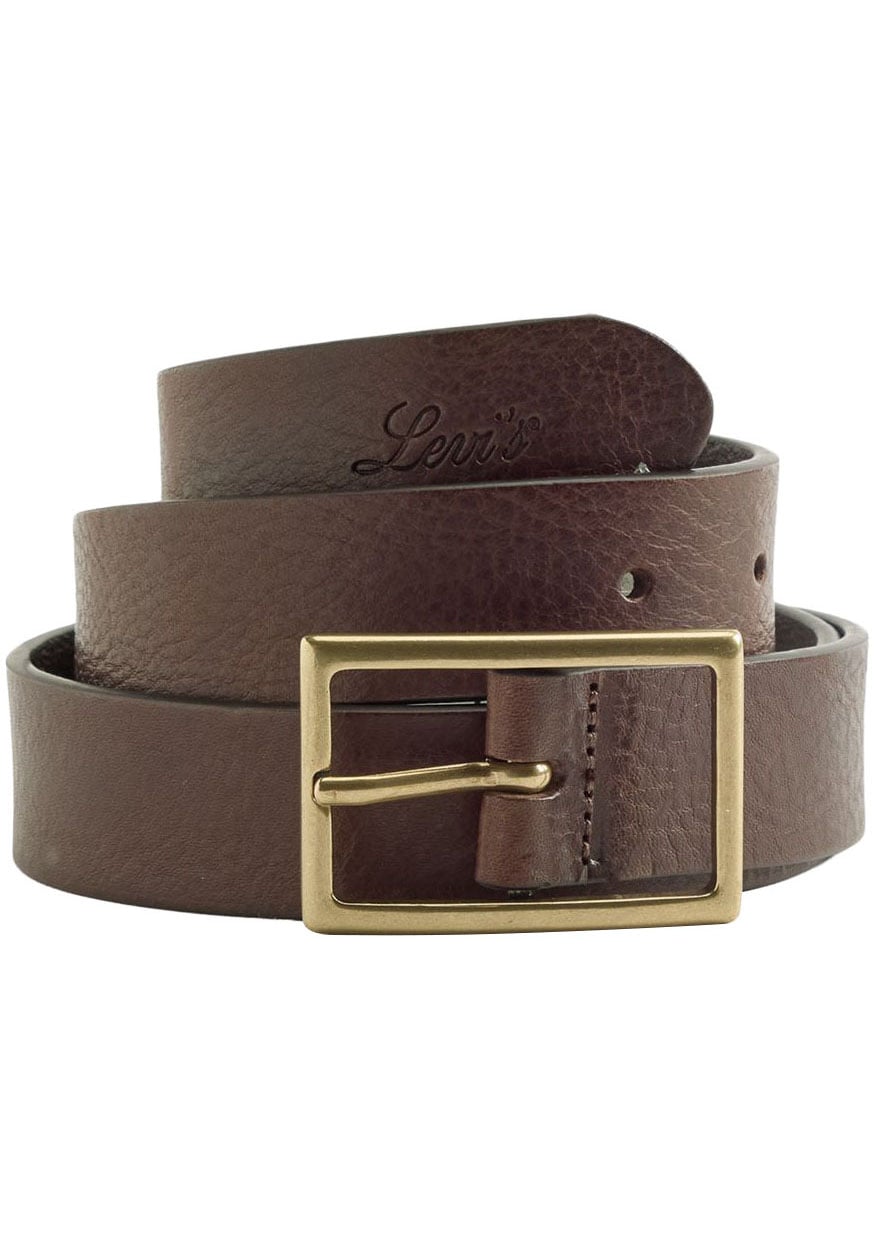 Levi's® Ledergürtel »RECTANGLE BELT« mit goldfarbener Schliesse und Logoprägung