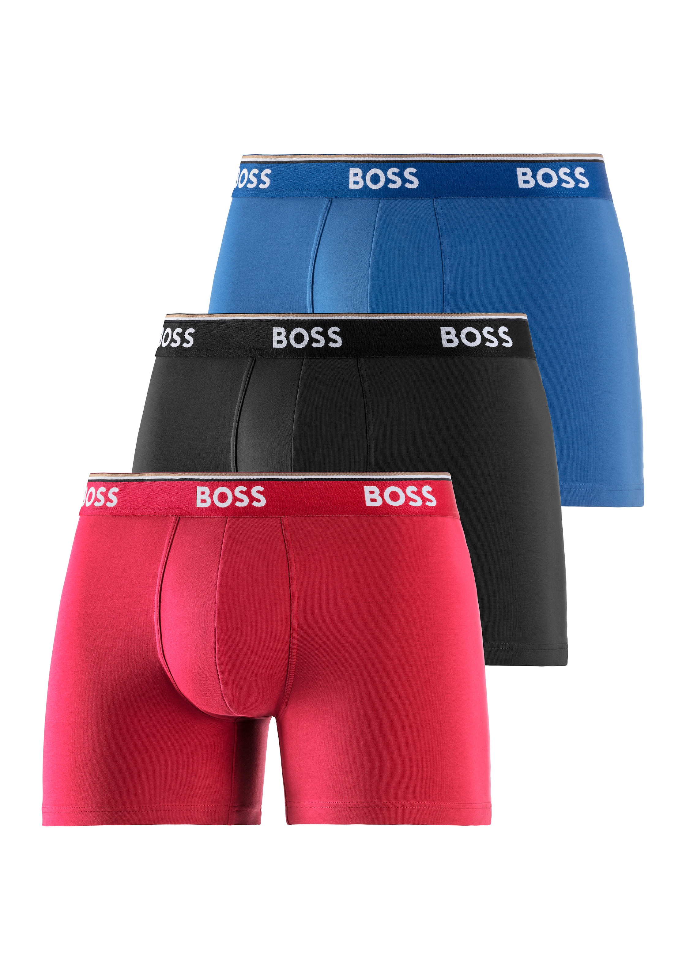 BOSS Langer Boxer »Boxer Brief 3P«, (Packung, 3er-Pack), mit farblich passendem Webbund