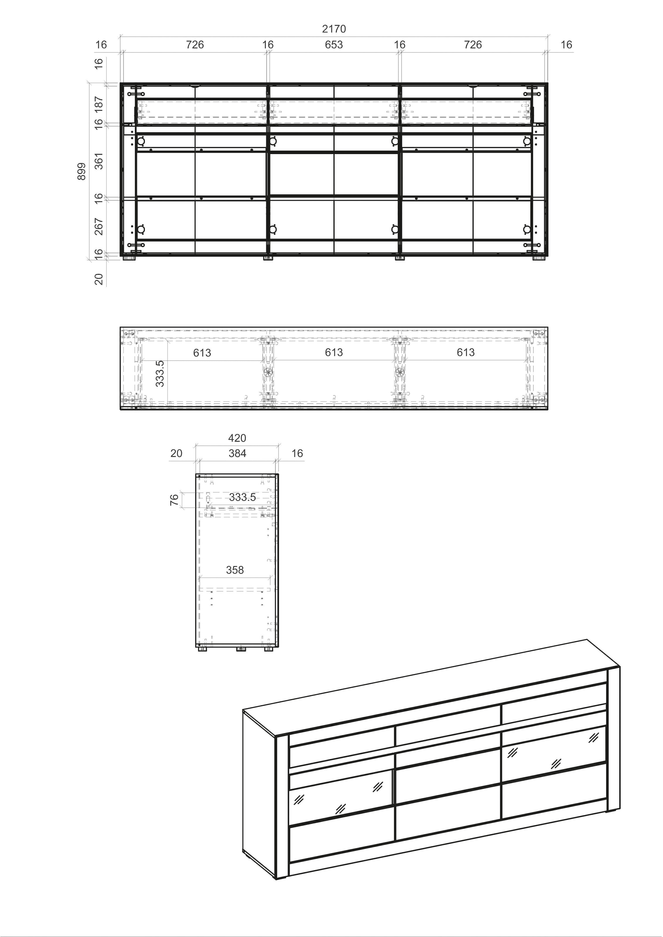 Jelmoli-Versand Sideboard 217 Schubkästen mit cm online Soft-Close-Funktion, Breite Türen shoppen INOSIGN »CASABLANCA«, | und