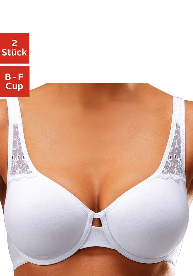petite fleur T-Shirt-BH Packung, 2 Stück, aus weicher Baumwolle mit Spitzeneinsätzen