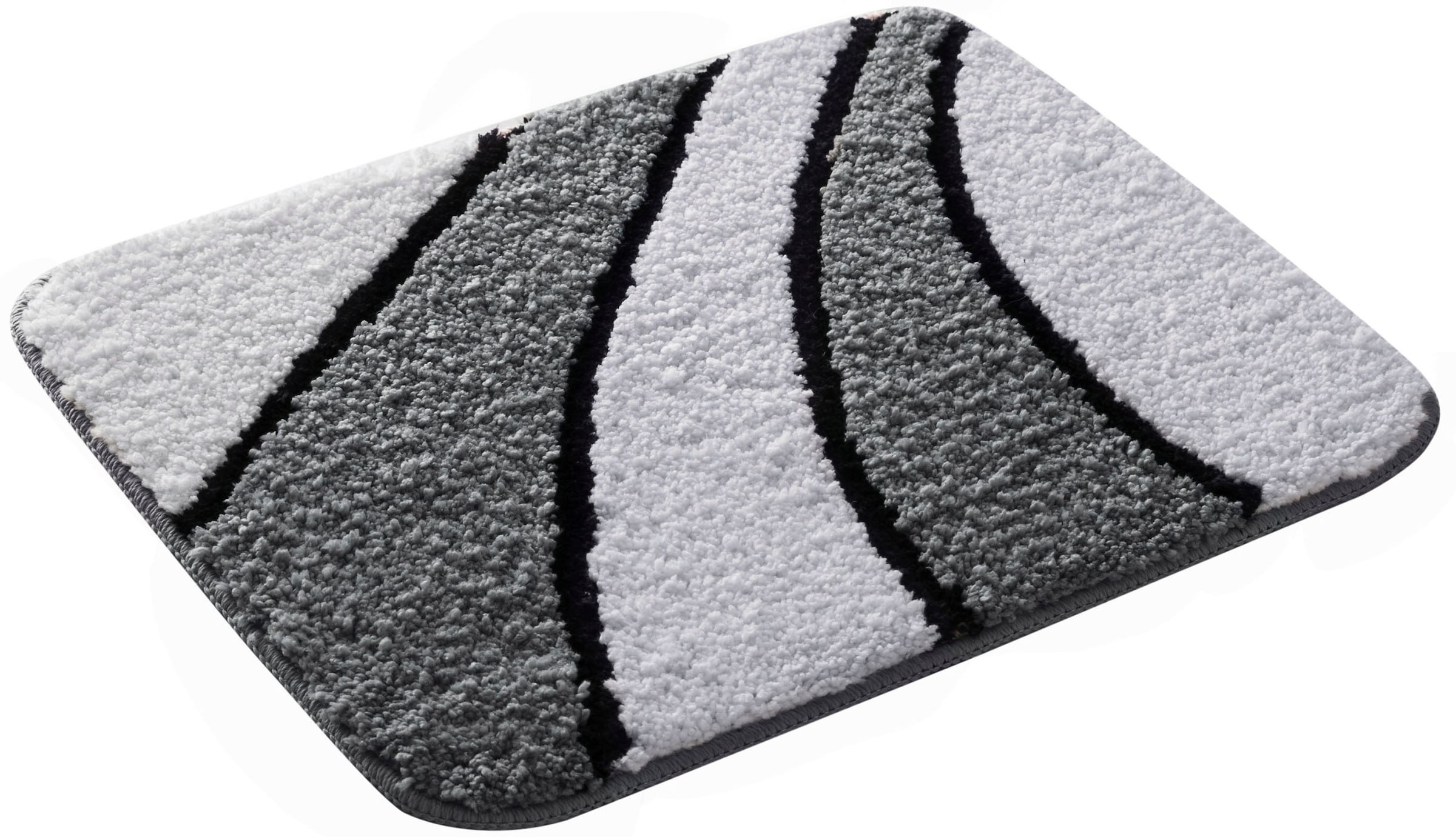 my home Badematte »Anna, Badvorleger, Badezimmer Teppich«, rutschhemmend beschichtet, fussbodenheizungsgeeignet-schnell trocknend, Badteppich, Hoch Tief Effekt, Modern, Weich, Wellen