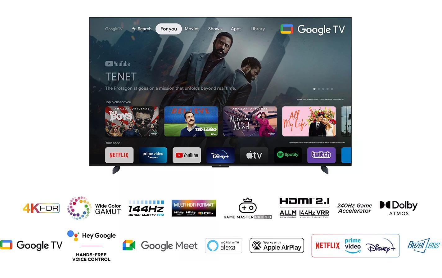 TCL LED-Fernseher »98P745 98«, 4K Ultra HD, Google TV