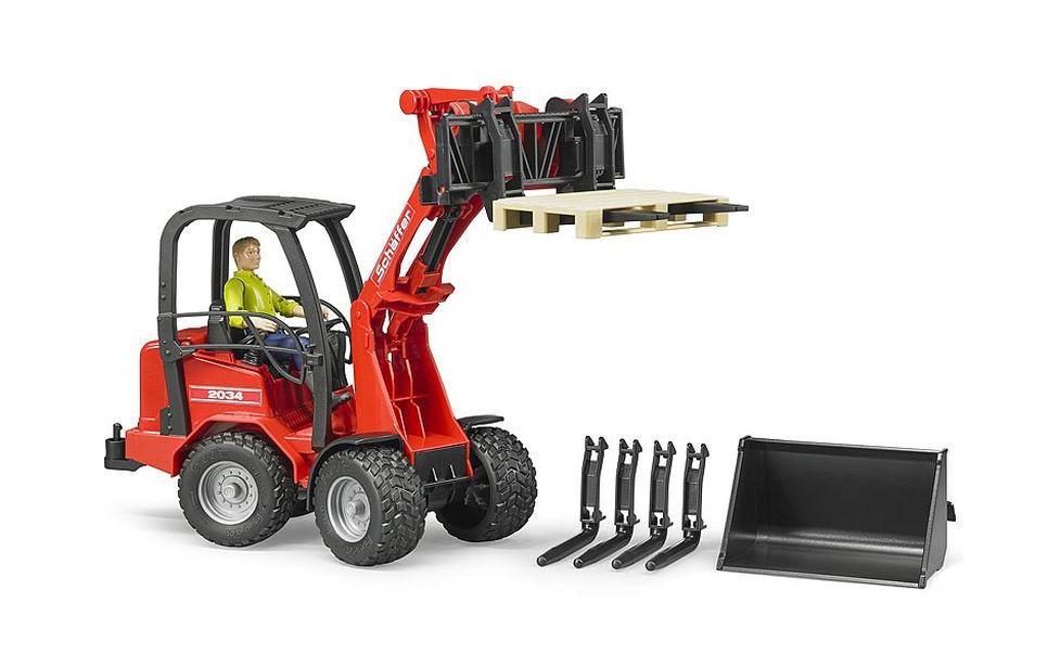 Bruder Spielzeug-Gabelstapler "Schäffer Hoflader 2034 + Zubehör"