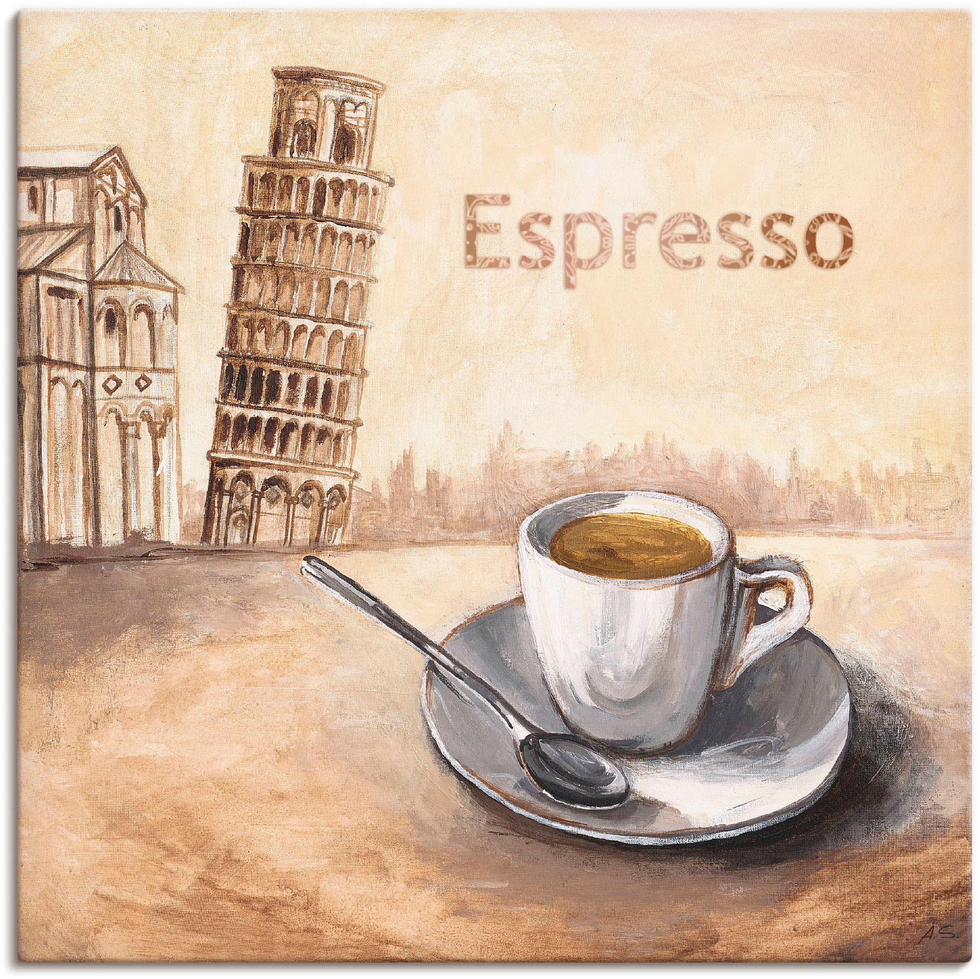 Artland Wandbild »Espresso Pisa«, Grössen versch. Jelmoli-Versand Bilder, (1 St.), in Wandaufkleber Poster online shoppen | Kaffee Alubild, in als Leinwandbild, oder