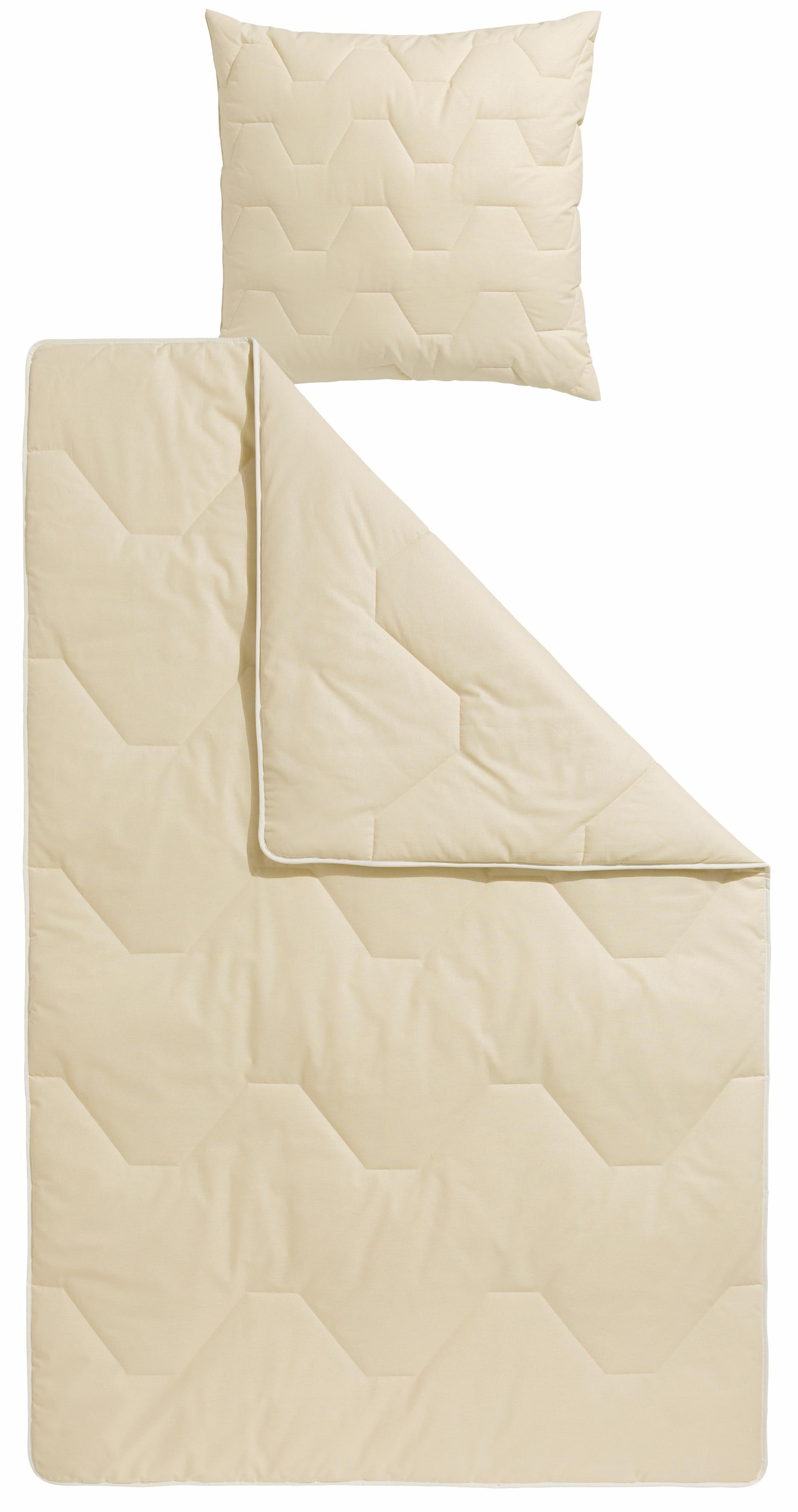 Älgdröm Naturfaserbettdecke + Kopfkissen »Bettdecke 135x200 cm, Decke mit natürlichen Materialien«, (Spar-Set, 2 St., (2-Tlg.), Set mit Kissen 80x80 cm, Winter und Sommer, Made in Germany