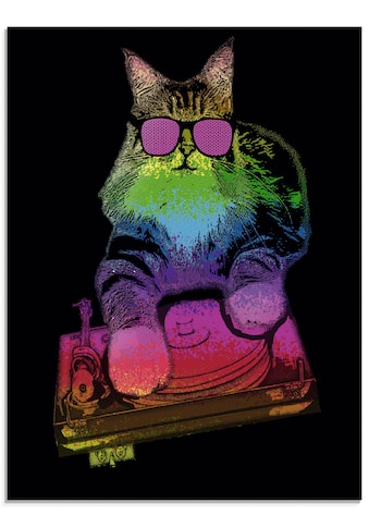 Artland Glasbild »Witzige DJ Katze Party Musik«, Humor, (1 St.), in verschiedenen Grössen kaufen