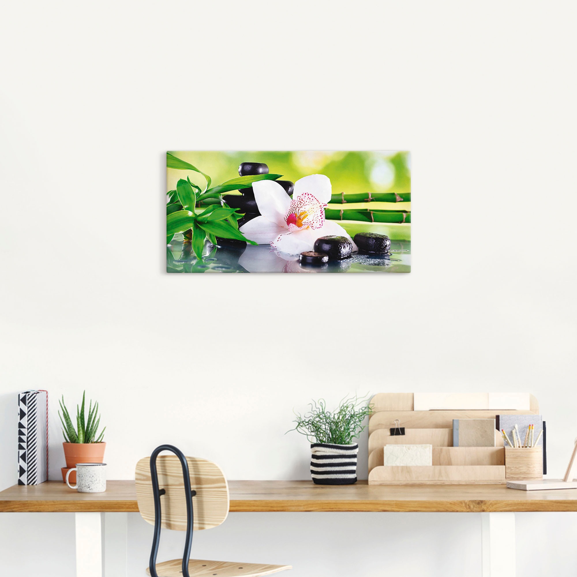 Artland Wandbild "Spa Steine Bambus Zweige Orchidee" Zen 1 Stk. tlg. als Alubild, Leinwandbild, Poster in verschied. Größen