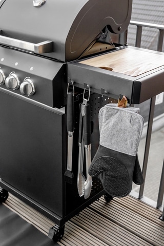 WENKO Hakenleiste »Modell Ima«, magnetisch, mit 4 Haken für Spültücher und Grillzubehör, ohne Bohren