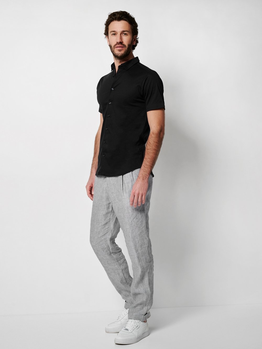 DESOTO Kurzarmhemd »Casual Modern Button Down 1/2«, Mit Rundhalsausschnitt