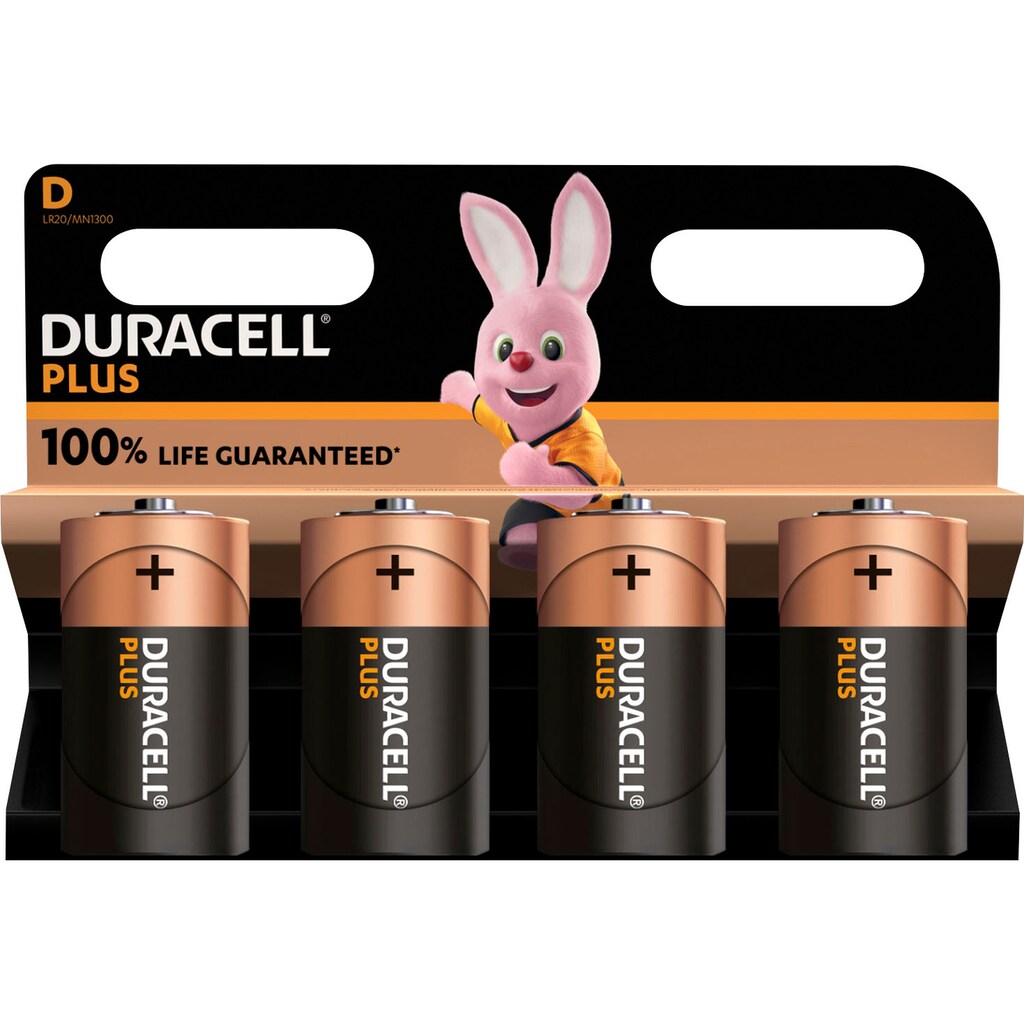 Duracell Batterie »4er Pack Plus«, LR20, (Packung, 4 St.)