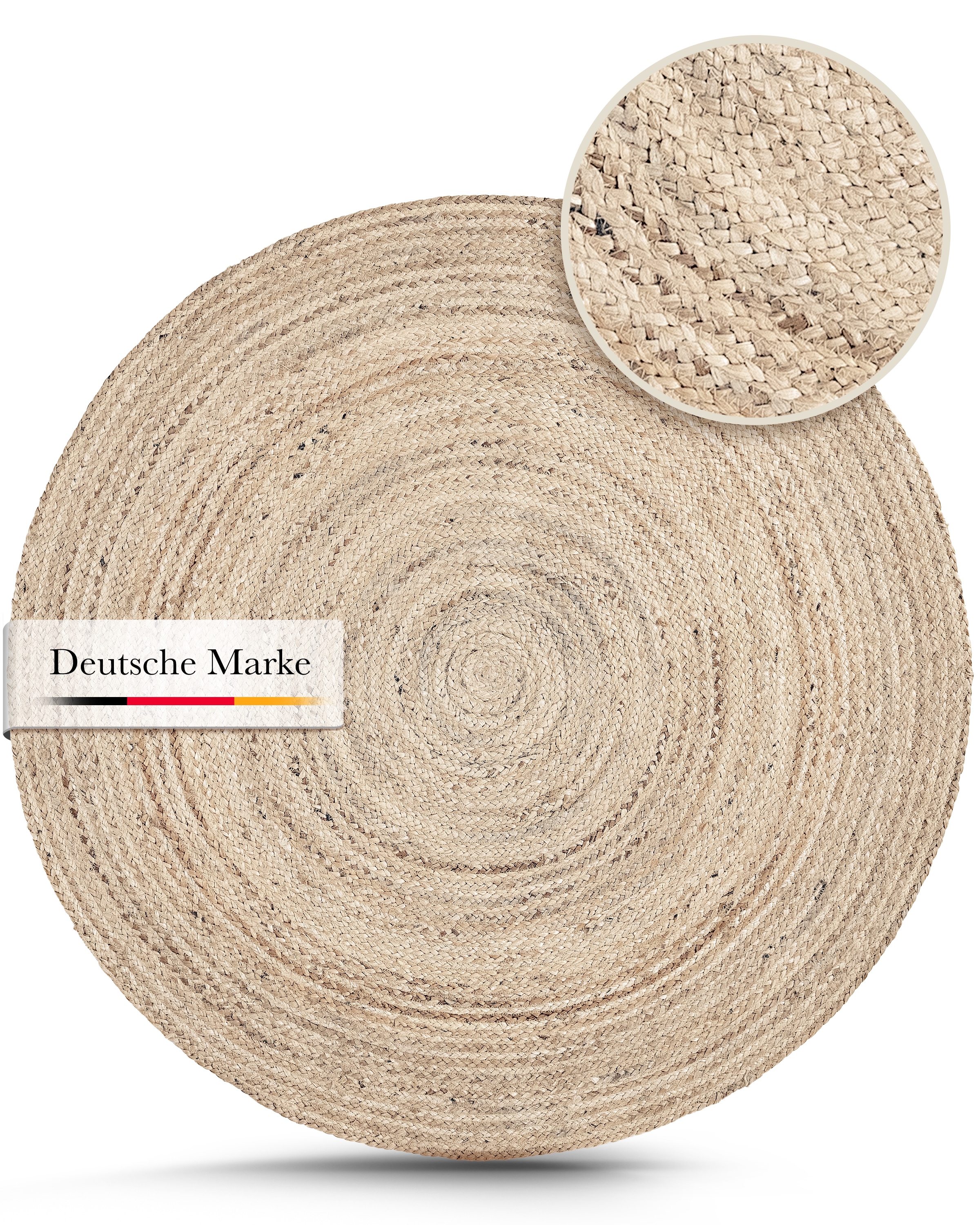 carpetfine Teppich »Nele Juteteppich Naturfaser«, rund, 6 mm Höhe, geflochtener Wendeteppich aus 100%Jute, in rund und oval, viele Grössen