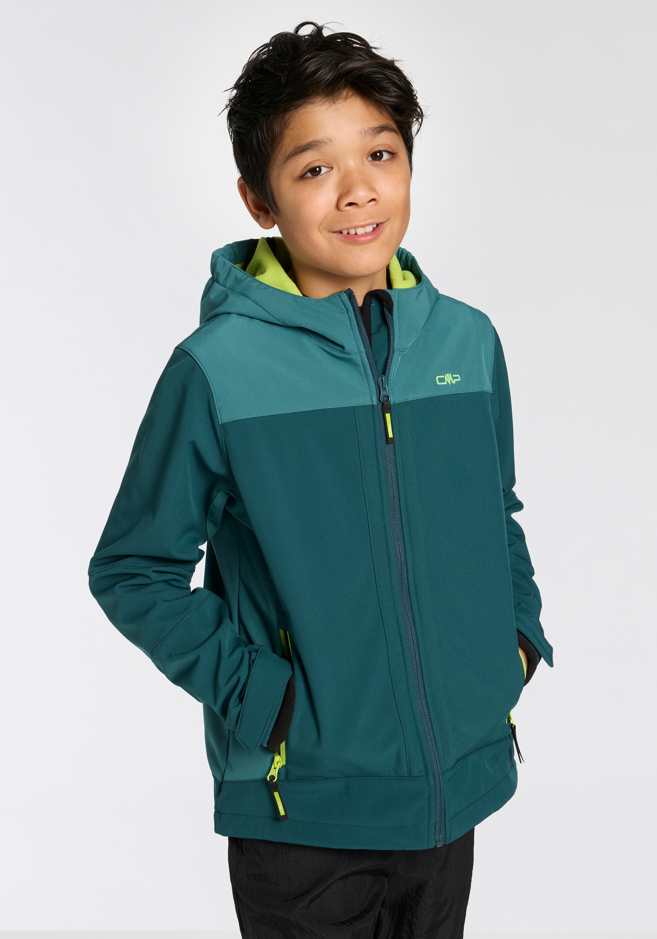 CMP Softshelljacke »KID SOFTSHELL JACKET FIX HOOD für Kinder«, (1 St.), mit Kapuze, Atmungsaktiv & Wärmeisolierend & Wasserabweisend & für Kinder