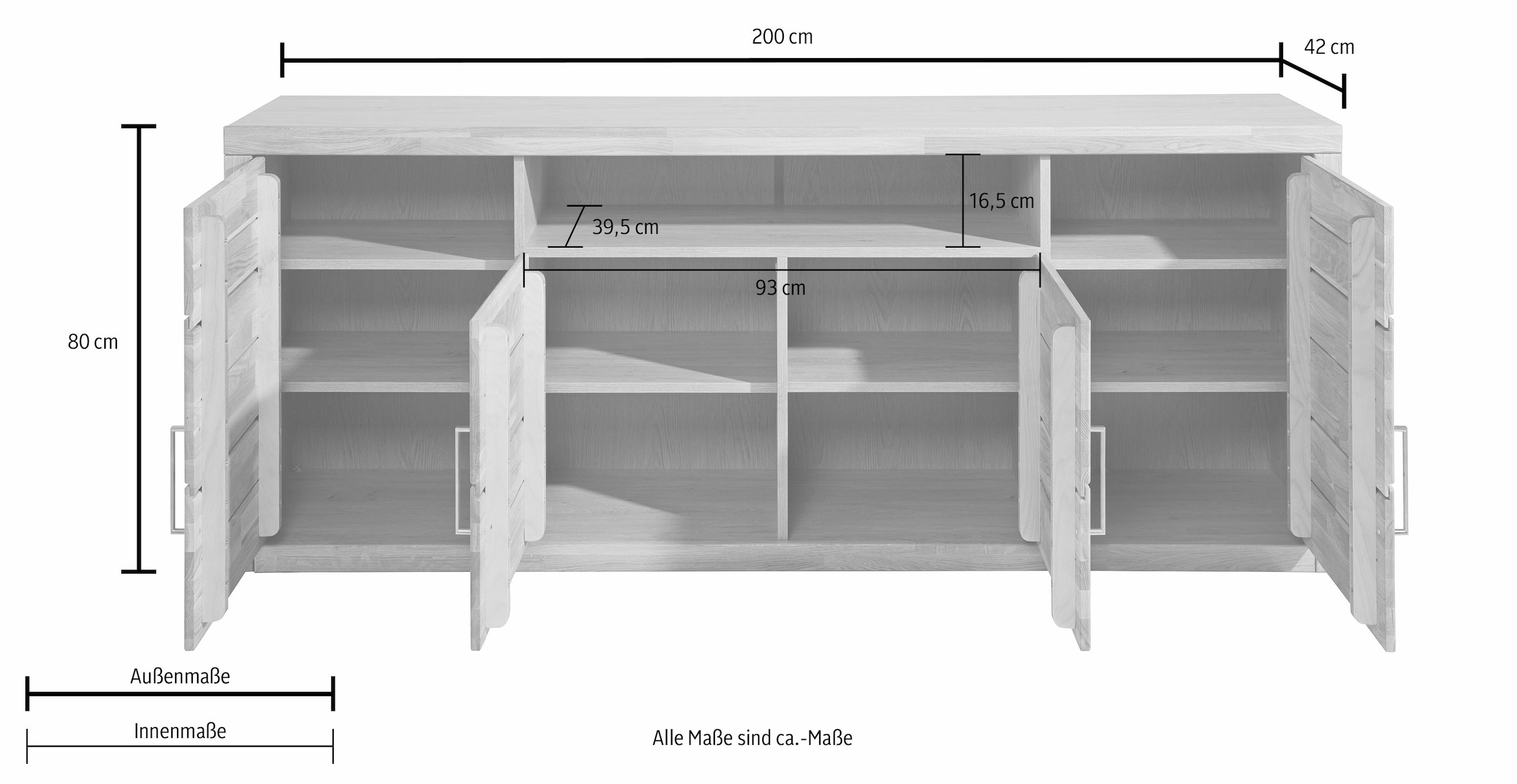 Home affaire Sideboard »Logo«, Breite 200 cm