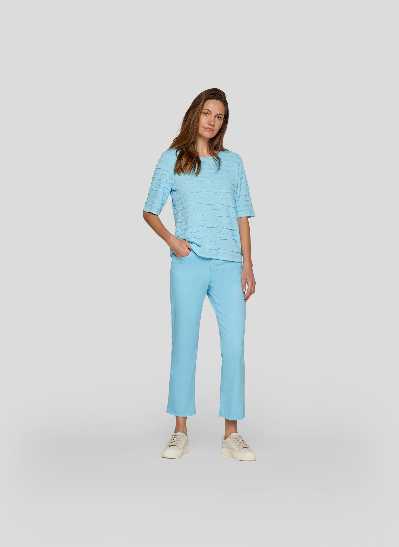 Rabe Rundhalsshirt, im Crincle-Look