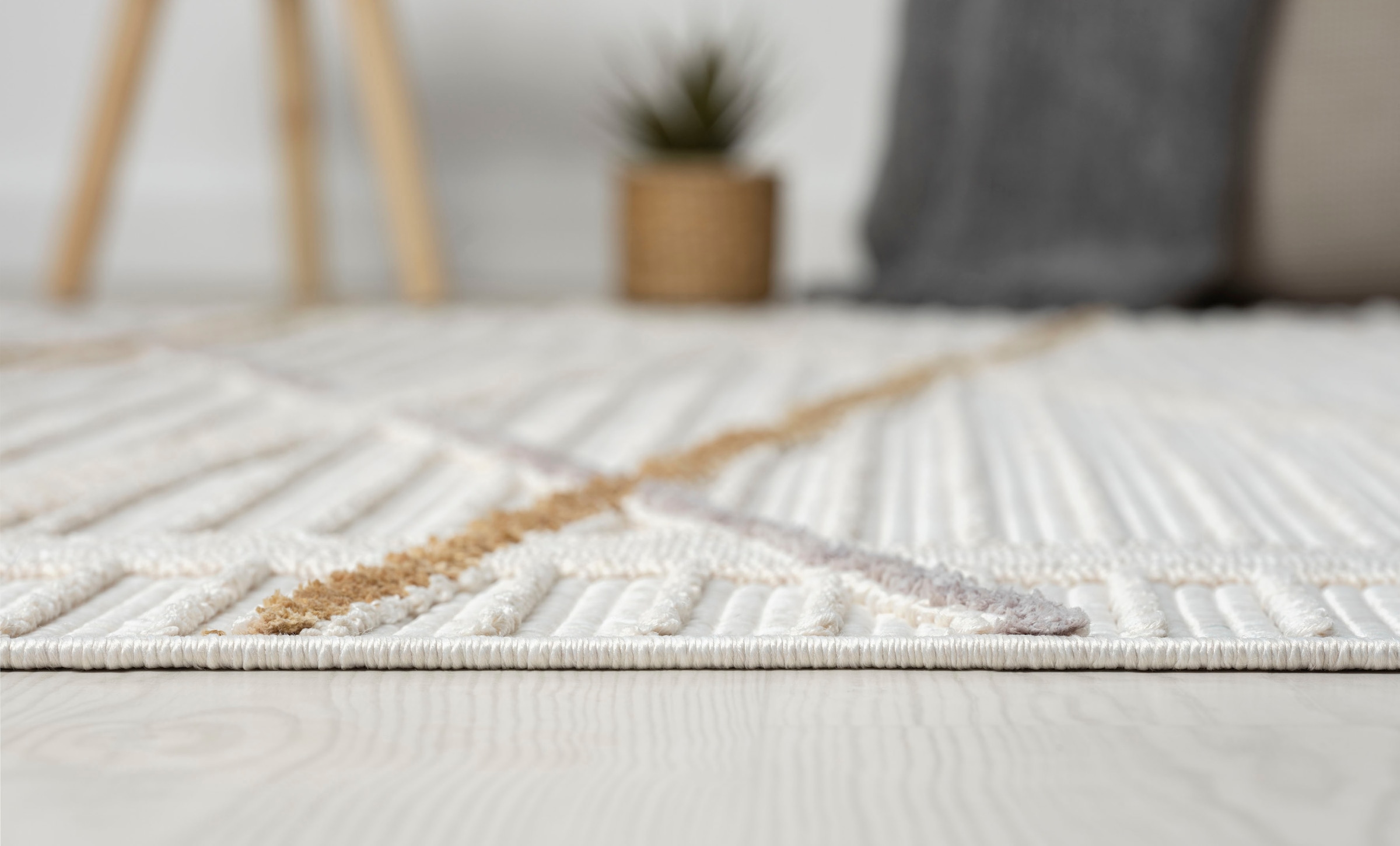 Myflair Möbel & Accessoires Teppich »Luana 1 Lagerräumung«, rechteckig, 10 mm Höhe, Kurzflor, Sisal Optik, Hoch-Tief Effekt, mit Fransen, besonders weich