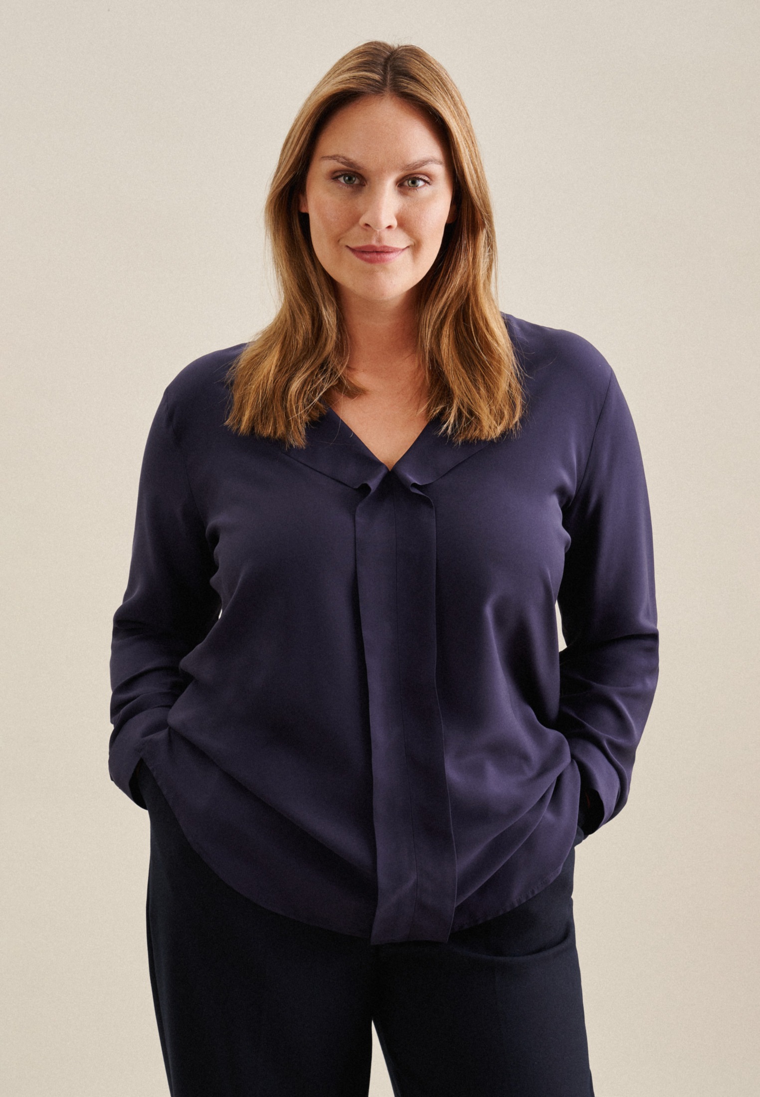seidensticker Schlupfbluse »Schwarze Rose« Langarm V-Neck Uni