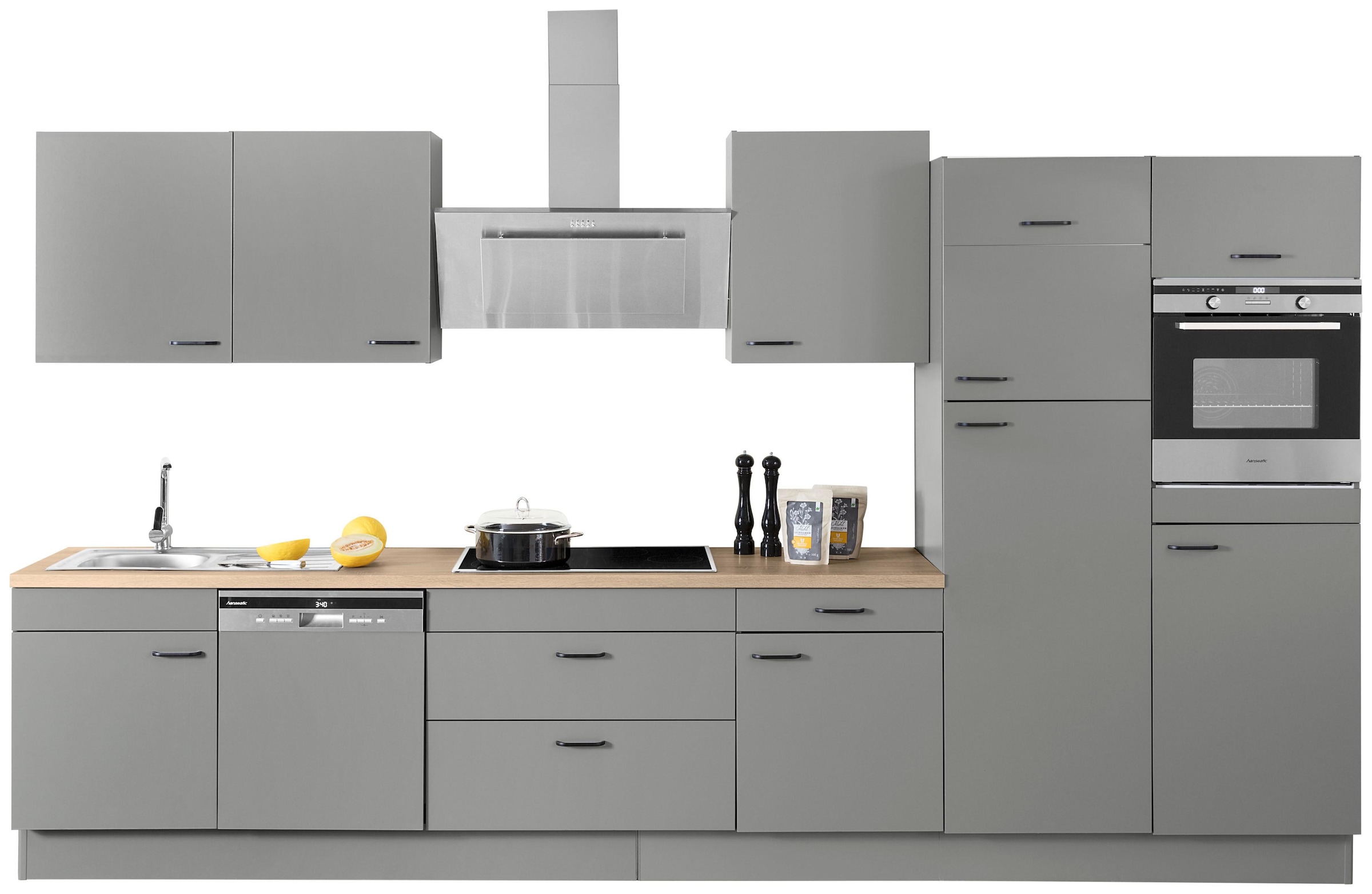 OPTIFIT Küchenzeile »Elga«, Premium-Küche, Soft-Close-Funktion, grossen Vollauszügen, Breite 390 cm