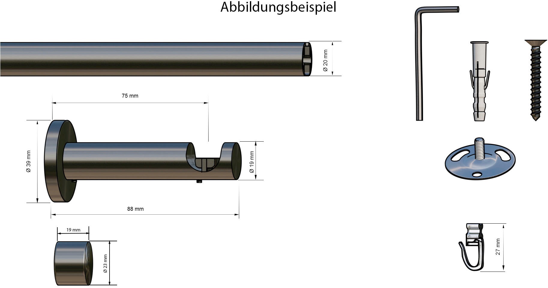 my home Gardinenstange »TANBUL«, 1 läufig-läufig, Fixmass, Innenlauf Komplett-Set inkl. Gleitern und Montagematerial