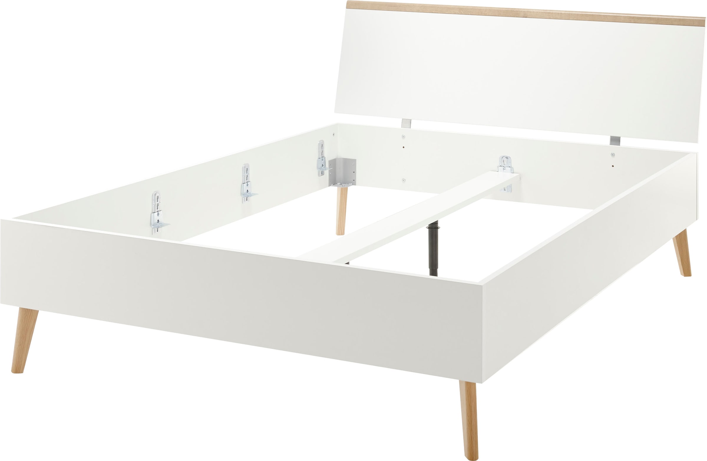 andas Einzelbett »Merle Bettgestell mit Massivholzfüssen Aussenmasse 145/20/92 cm (B/T/H)«, in skandinavischem Design, Liegefläche 140x200cm