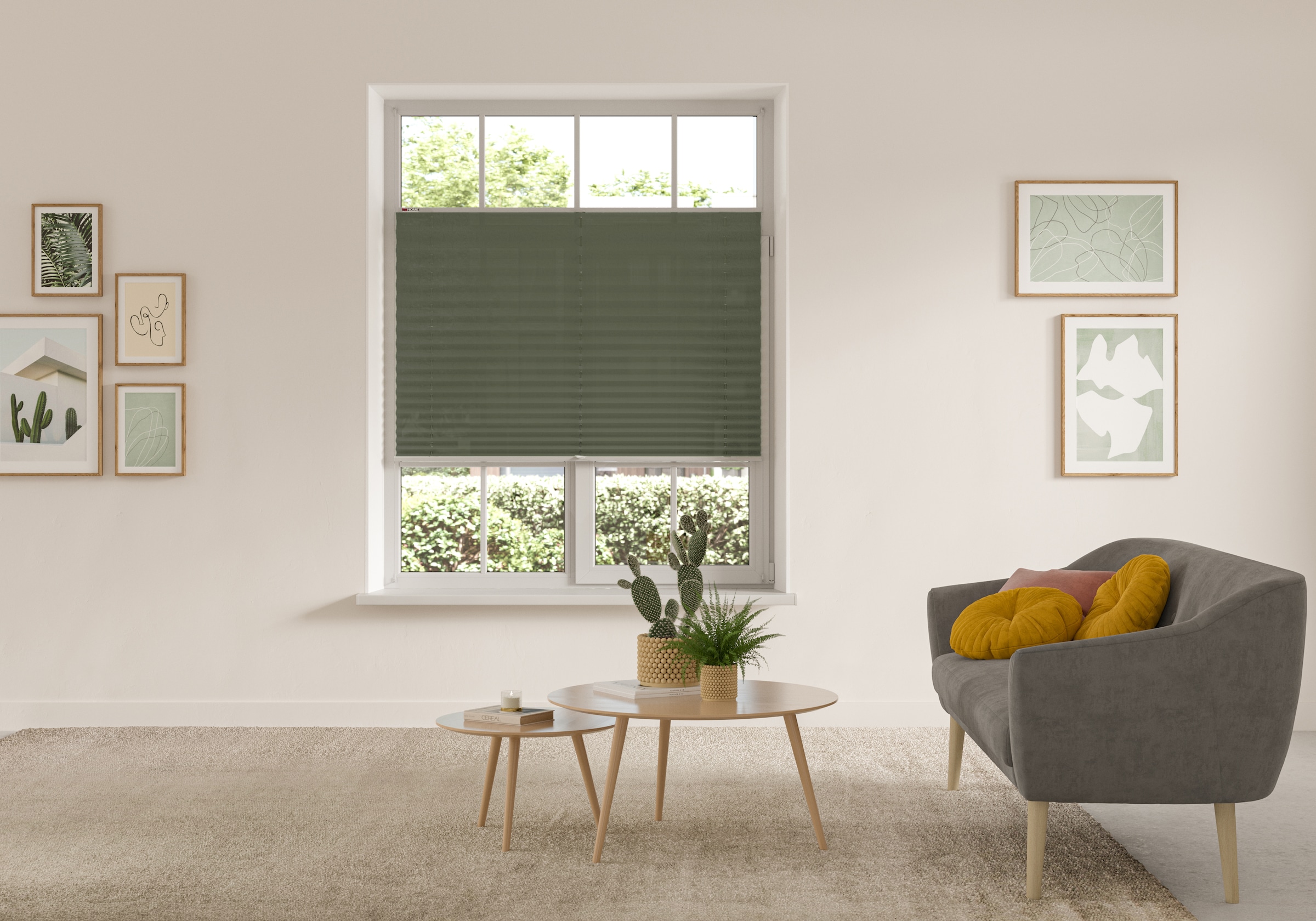 my home Plissee »DAHRA«, Lichtschutz, ohne Bohren, verspannt, im Fixmass, Crushed-Optik