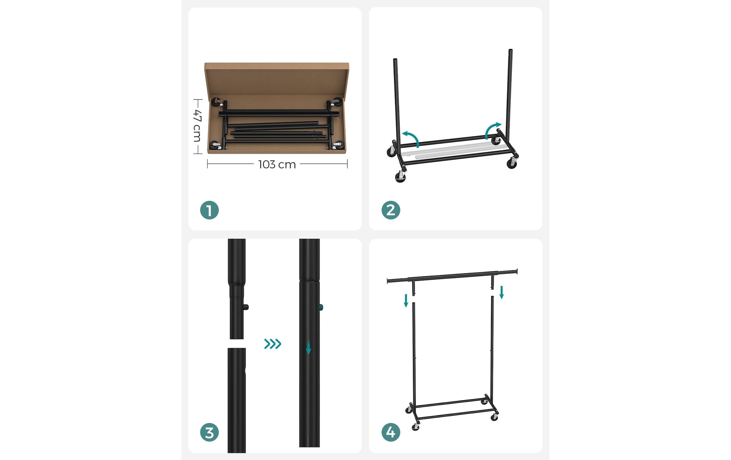 SONGMICS Garderobenständer »92 - 132cm, Schwarz«