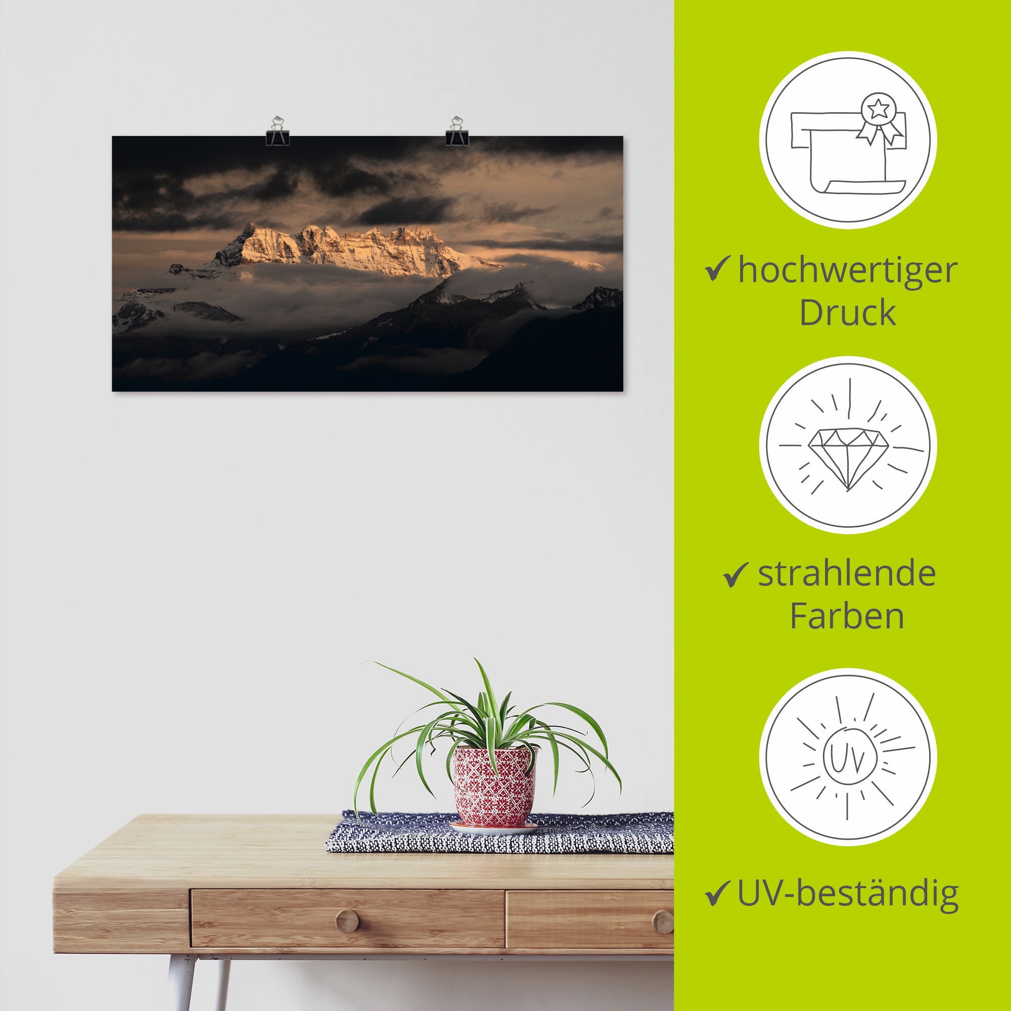 Artland Wandbild »Dents du Midi, Schweizer Berge«, Berge, (1 St.), als Leinwandbild, Poster in verschied. Grössen