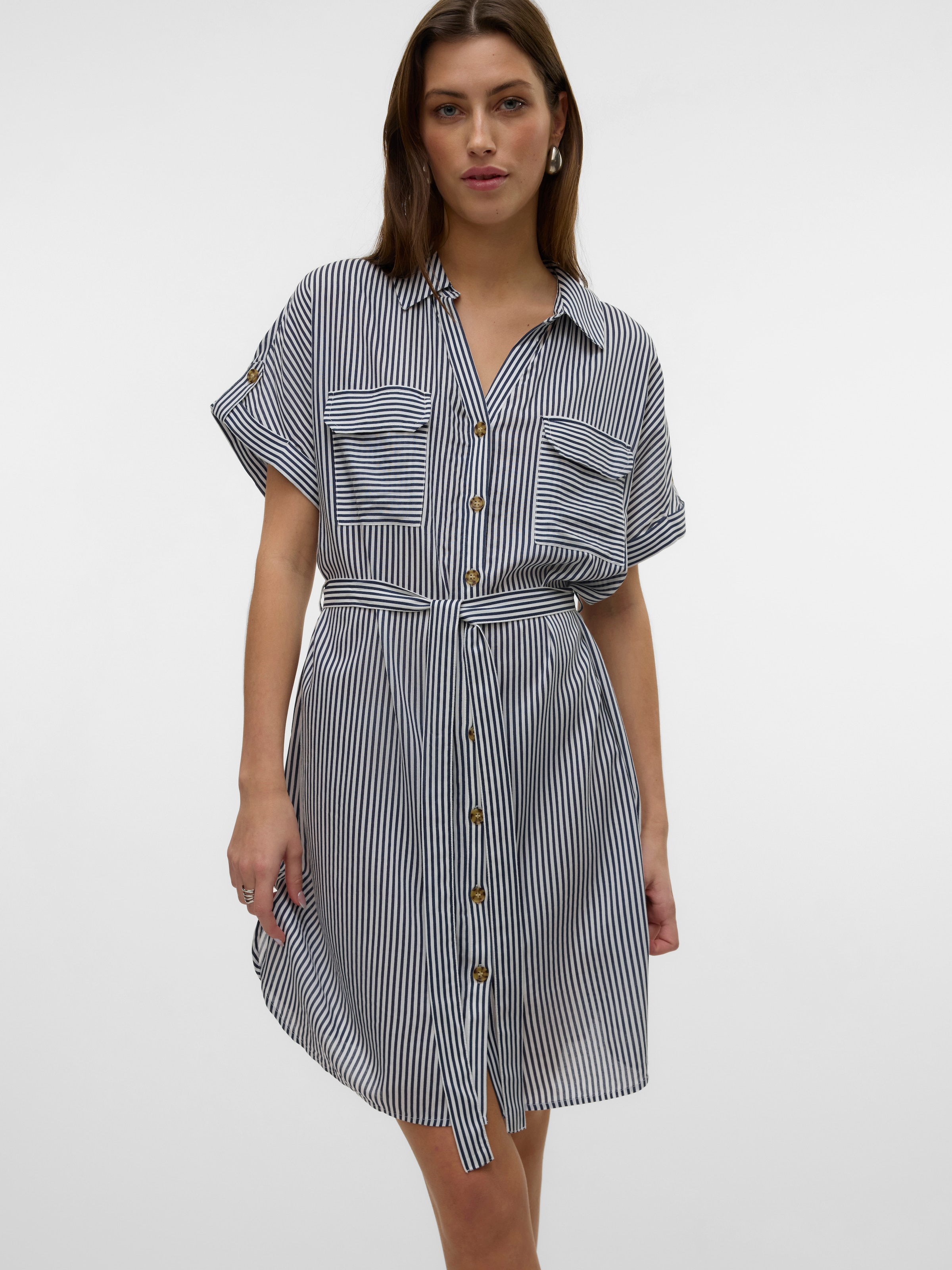 Vero Moda Midikleid »VMBUMPY SS SHORT SHIRT DRESS WVN GA NOOS«, Sommerkleid
