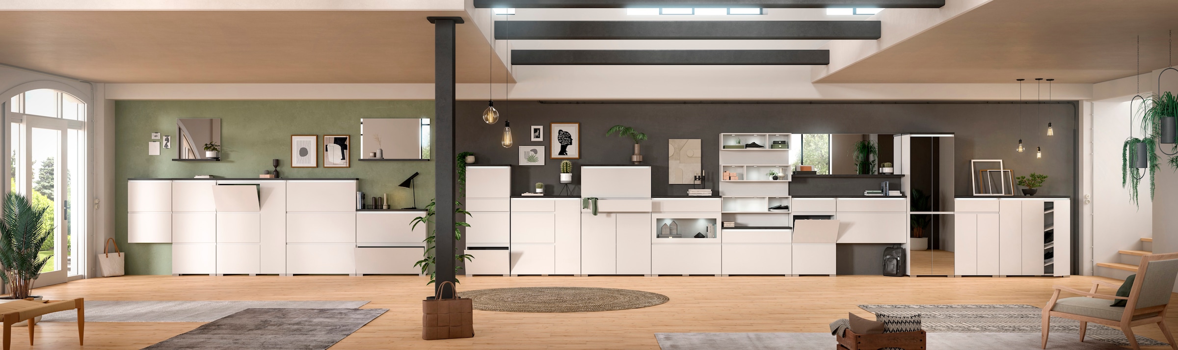 INOSIGN Schuhschrank »Skoskap, Tiefe 40 cm, 4 Türen, 9 Fächer, 7 verstellbare Einlegeböden«, Platz für ca. 27 Schuhpaare, Hochschrank, Spiegelschrank,Dielenschrank