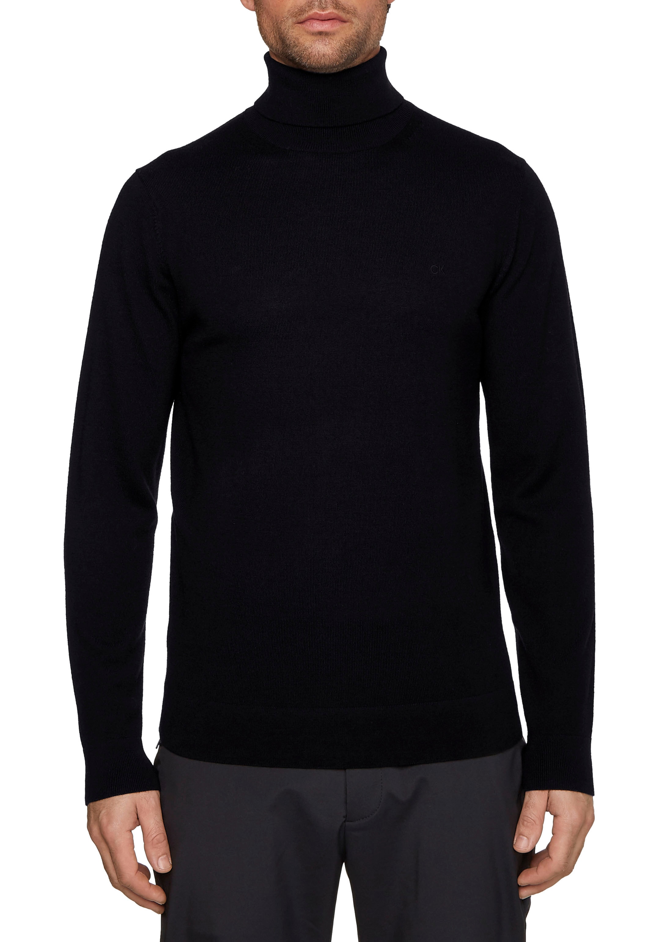 Calvin Klein Rollkragenpullover »SUPERIOR WOOL TURTLE NECK«, mit Logostickerei