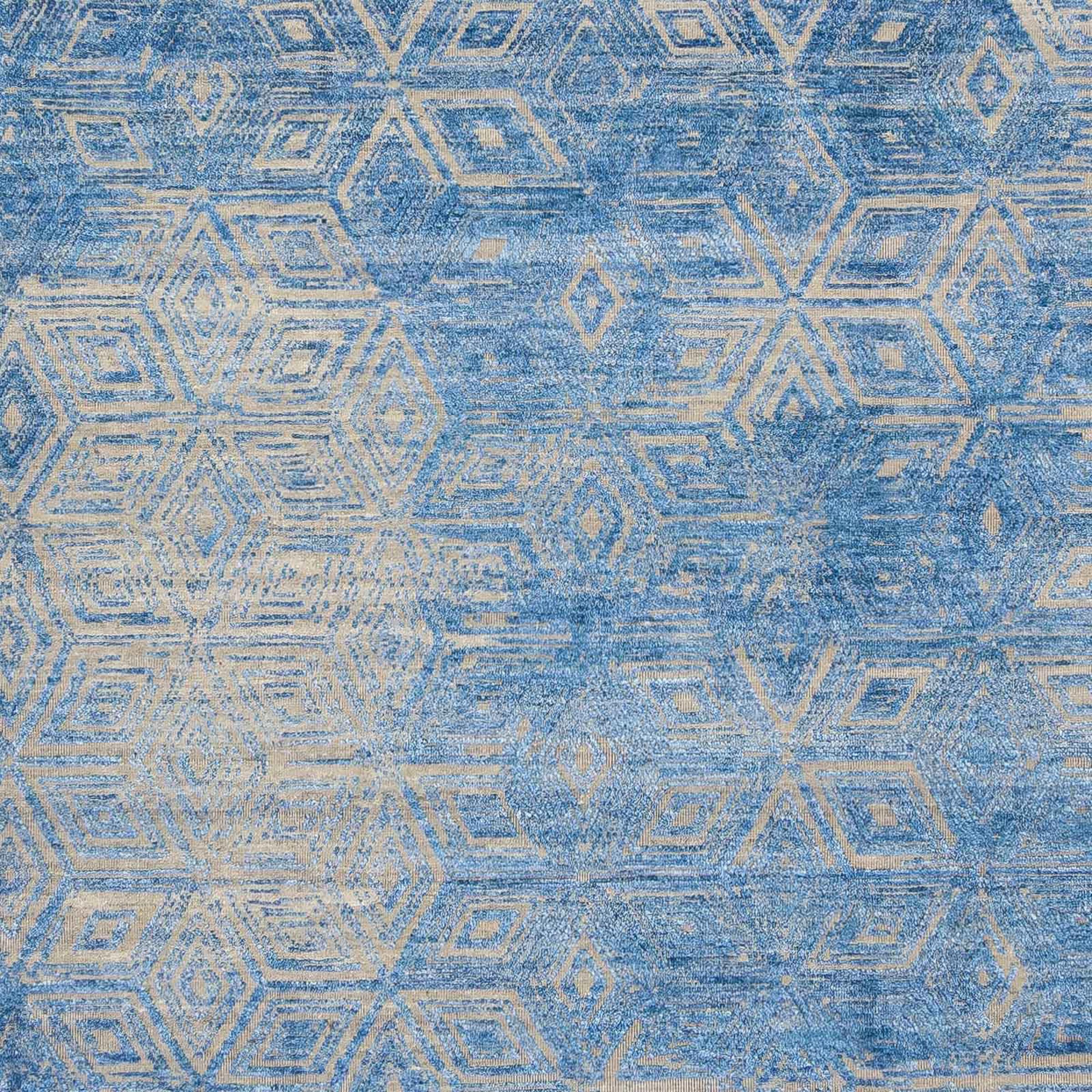 morgenland Designteppich »Designer - 307 x 248 cm - blau«, rechteckig, Wohnzimmer, Handgeknüpft, Einzelstück mit Zertifikat