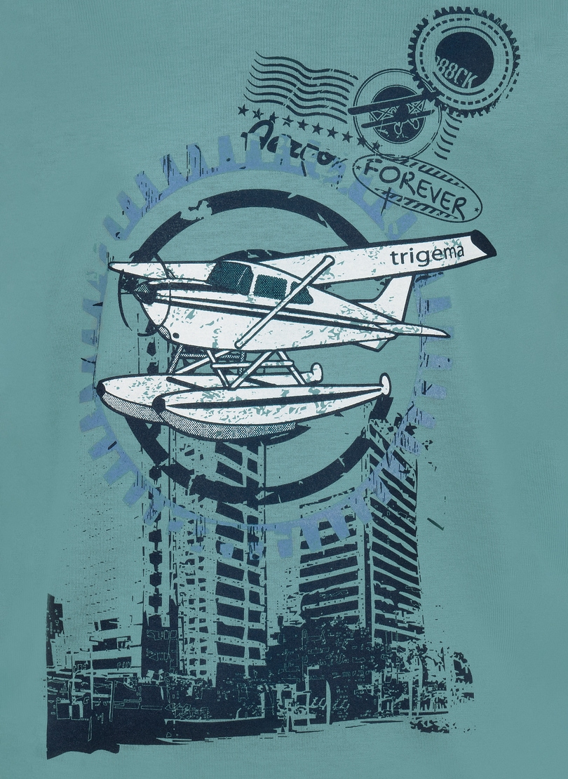 ✵ Trigema T-Shirt »TRIGEMA T-Shirt mit Jelmoli-Versand günstig Flugzeug-Druckmotiv« | Jungen bestellen für