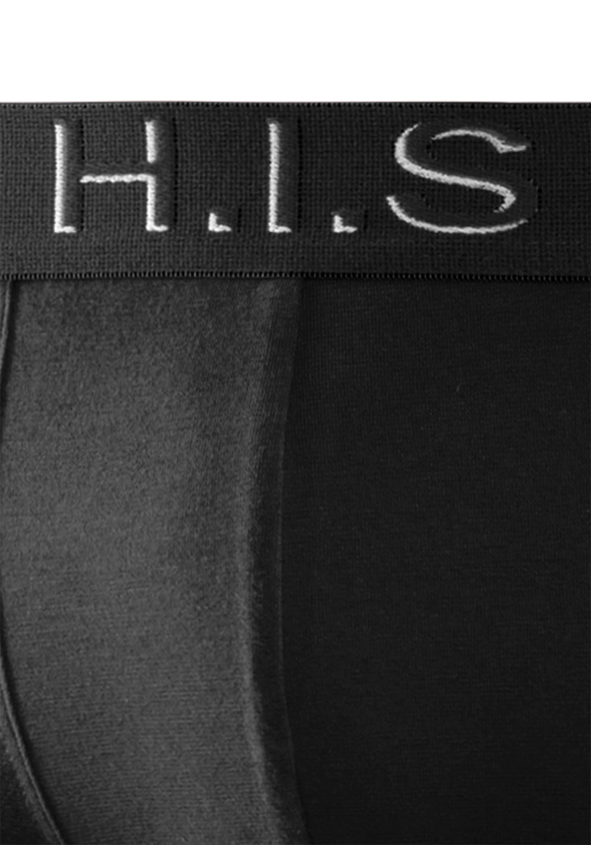 H.I.S Boxershorts, (Packung, 5 St.), in Hipster-Form am Webbund mit Logoschriftzug mit 3D Effekt