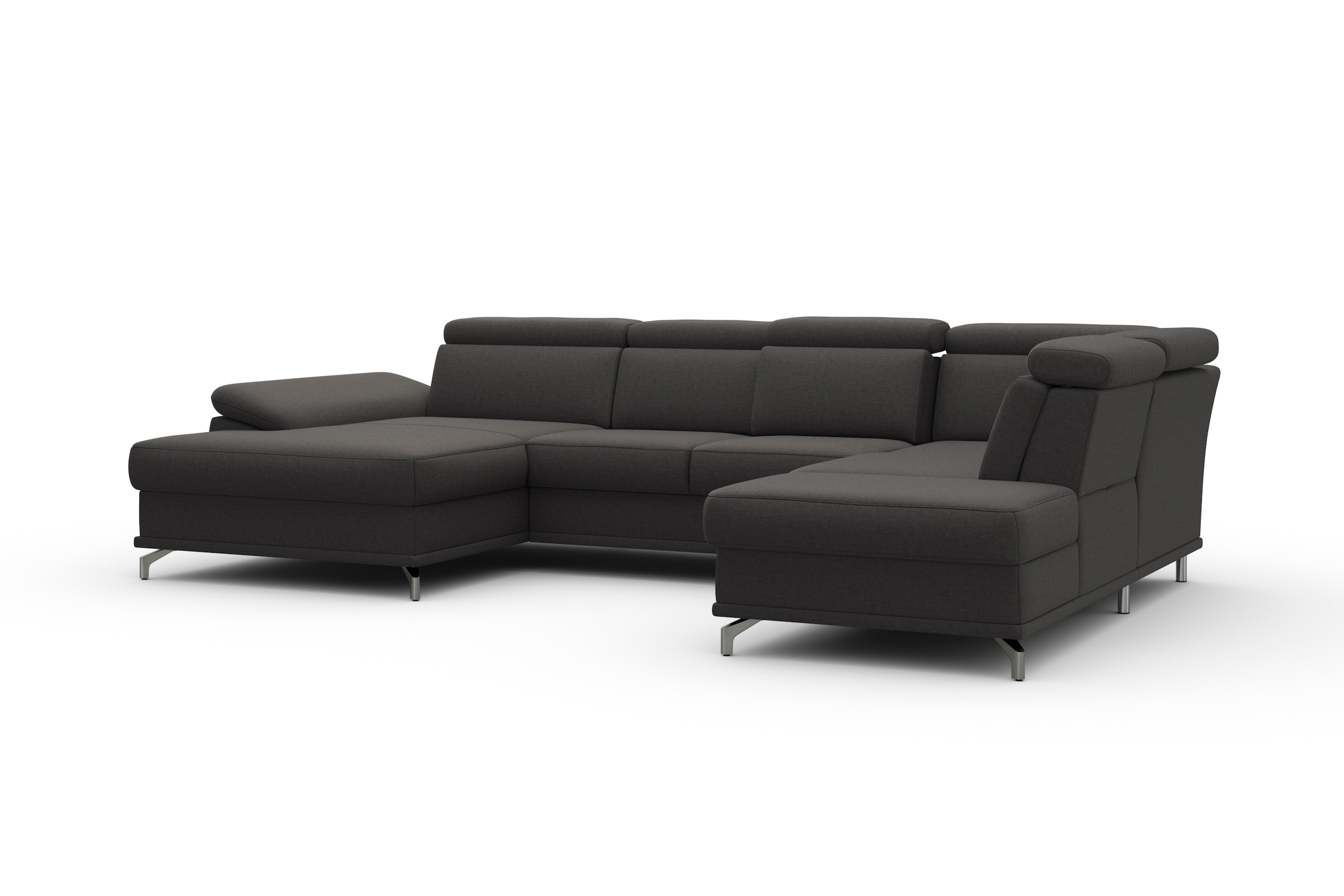 sit&more Wohnlandschaft »Cabrio U-Form, mit Sitztiefenverstellung, Arm- und Kopfteilverstellung«, 3 Nierenkissen, Federkern, optional Bettfunktion und Stauraum