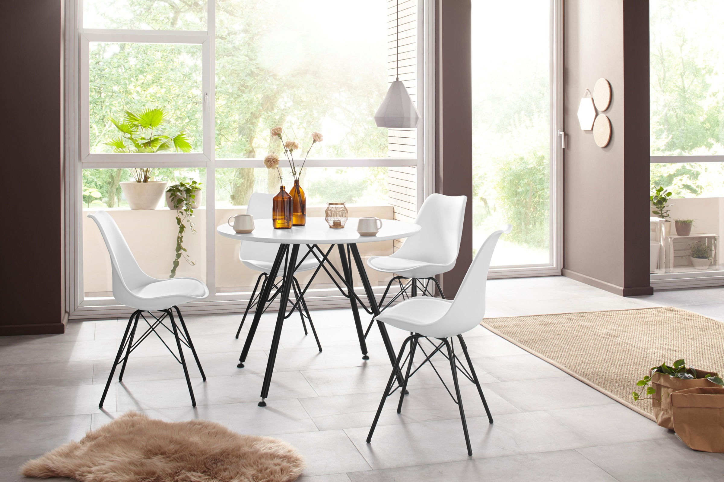 Homexperts 4-Fussstuhl »Ursel 01«, (Set), 2 St., Kunstleder, Sitzschale mit Sitzkissen in Kunstleder